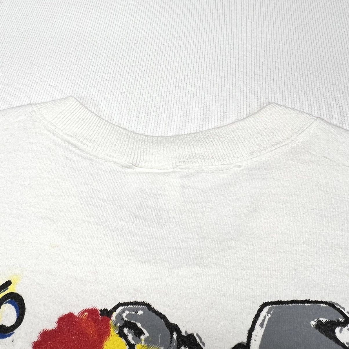 Band Tees × Vintage VTG Jimmy Page Robert Plant Tee Shirt White Tour Unledded Size US L / EU 52-54 / 3 - 17 Thumbnail