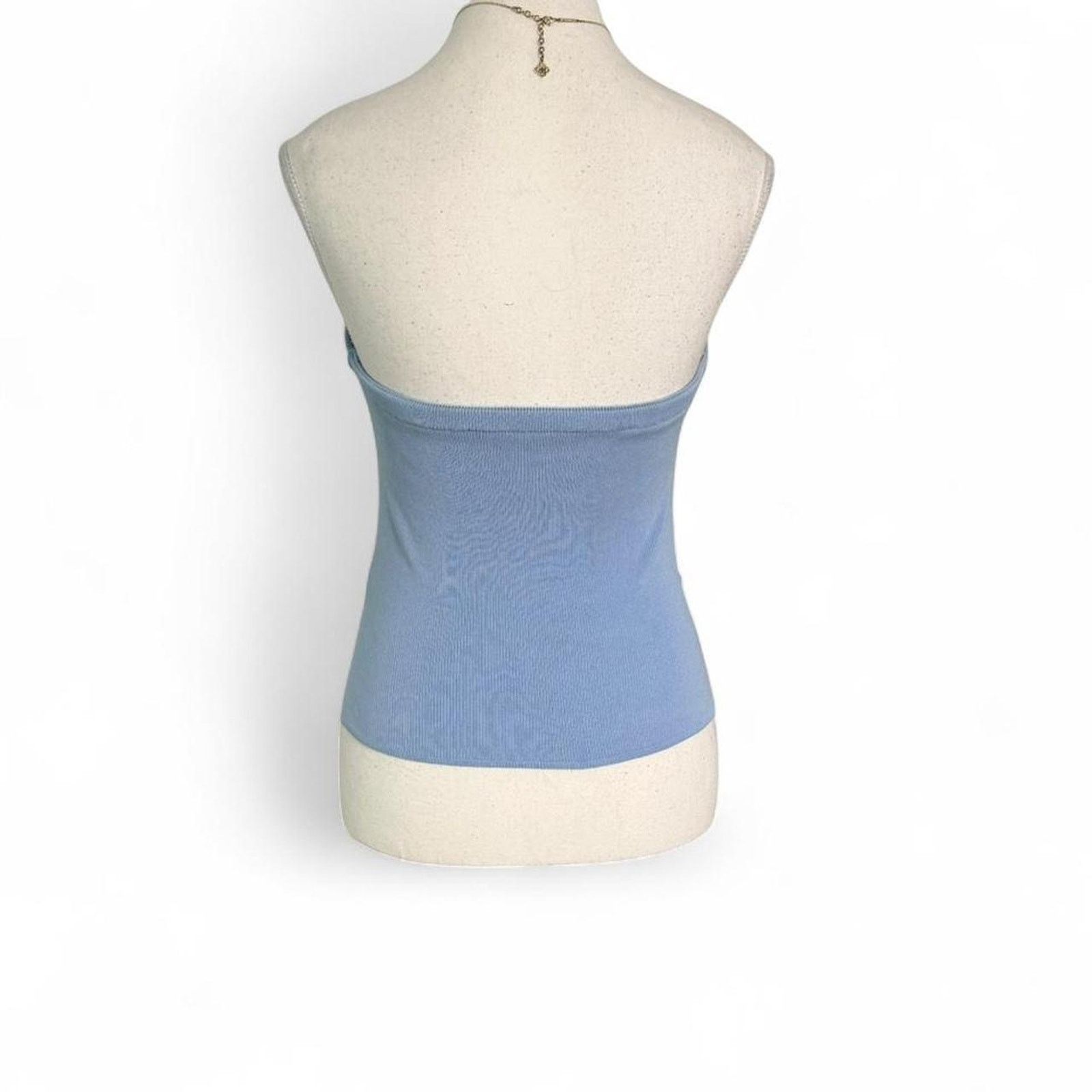 Cider Blue Strapless Button Front Tube Top Fitted Ribbed Size S Size S / US 4 / IT 40 - 2 Thumbnail