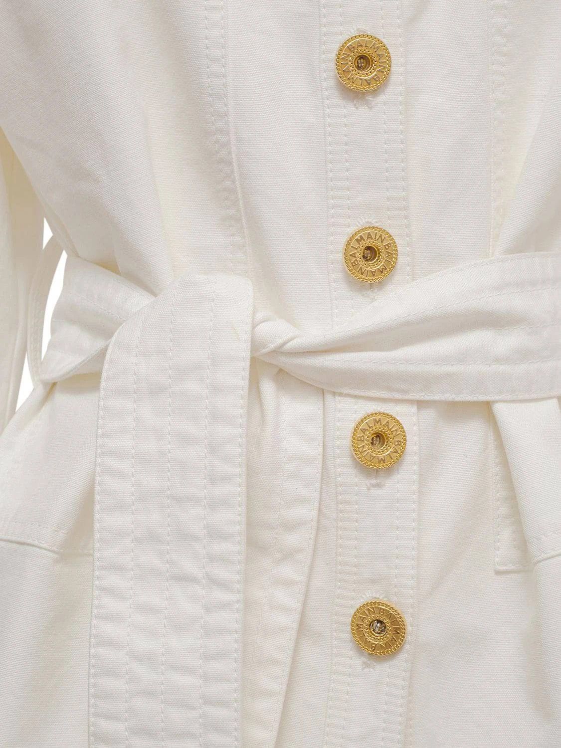 Balmain o1w1db10624 Denim Overshirt in White Size XXS / US 00 / IT 34 - 5 Thumbnail