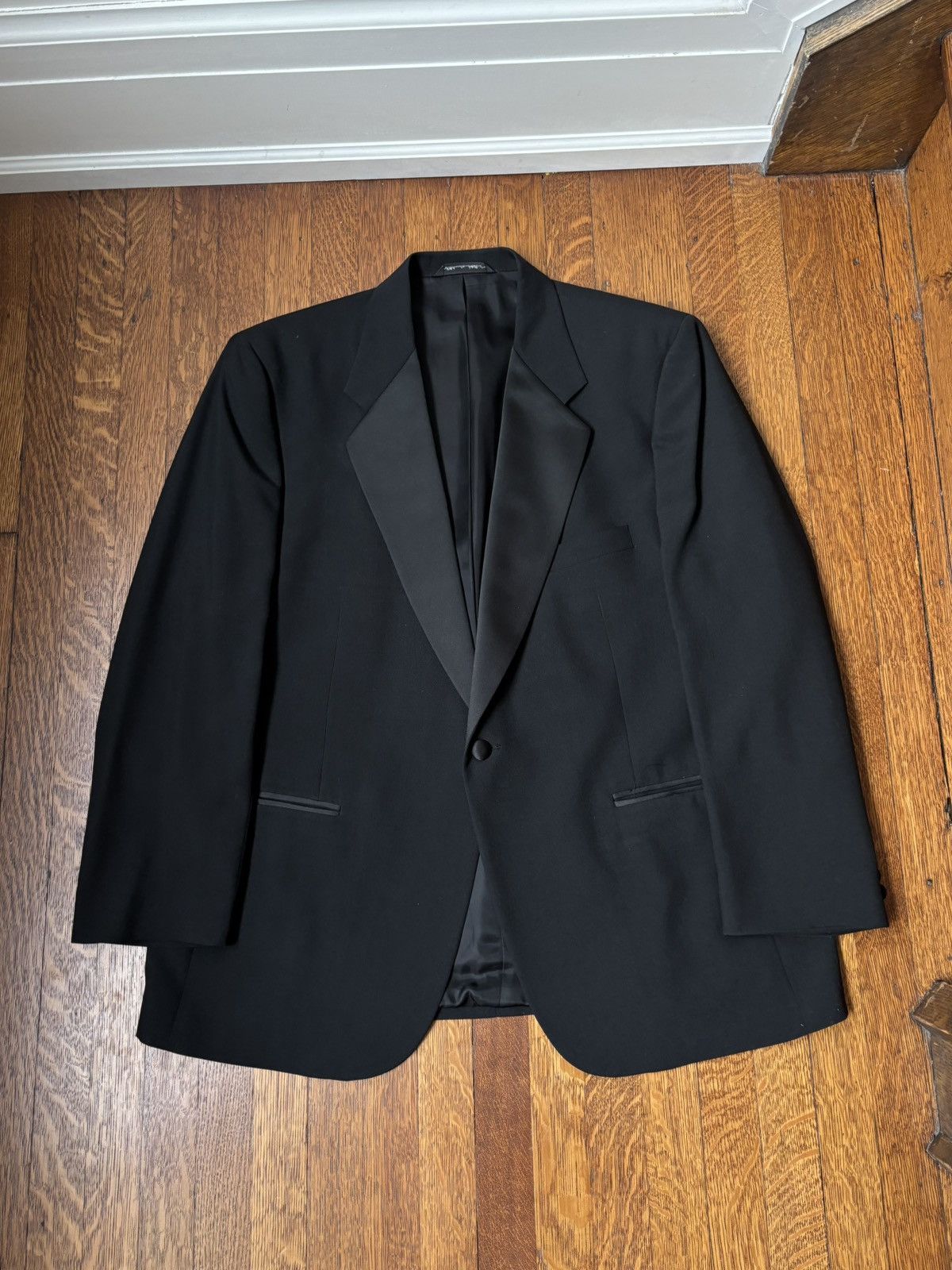 Vintage 90s Vintage Tuxedo 1990s 2-Piece Suit Set Black Tux Formal L Size 44R - 2 Thumbnail