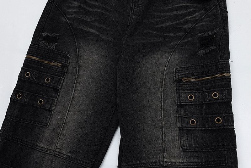 Jean High street style multi-pocket distressed punk loose jeans Size US 34 / EU 50 - 4 Thumbnail
