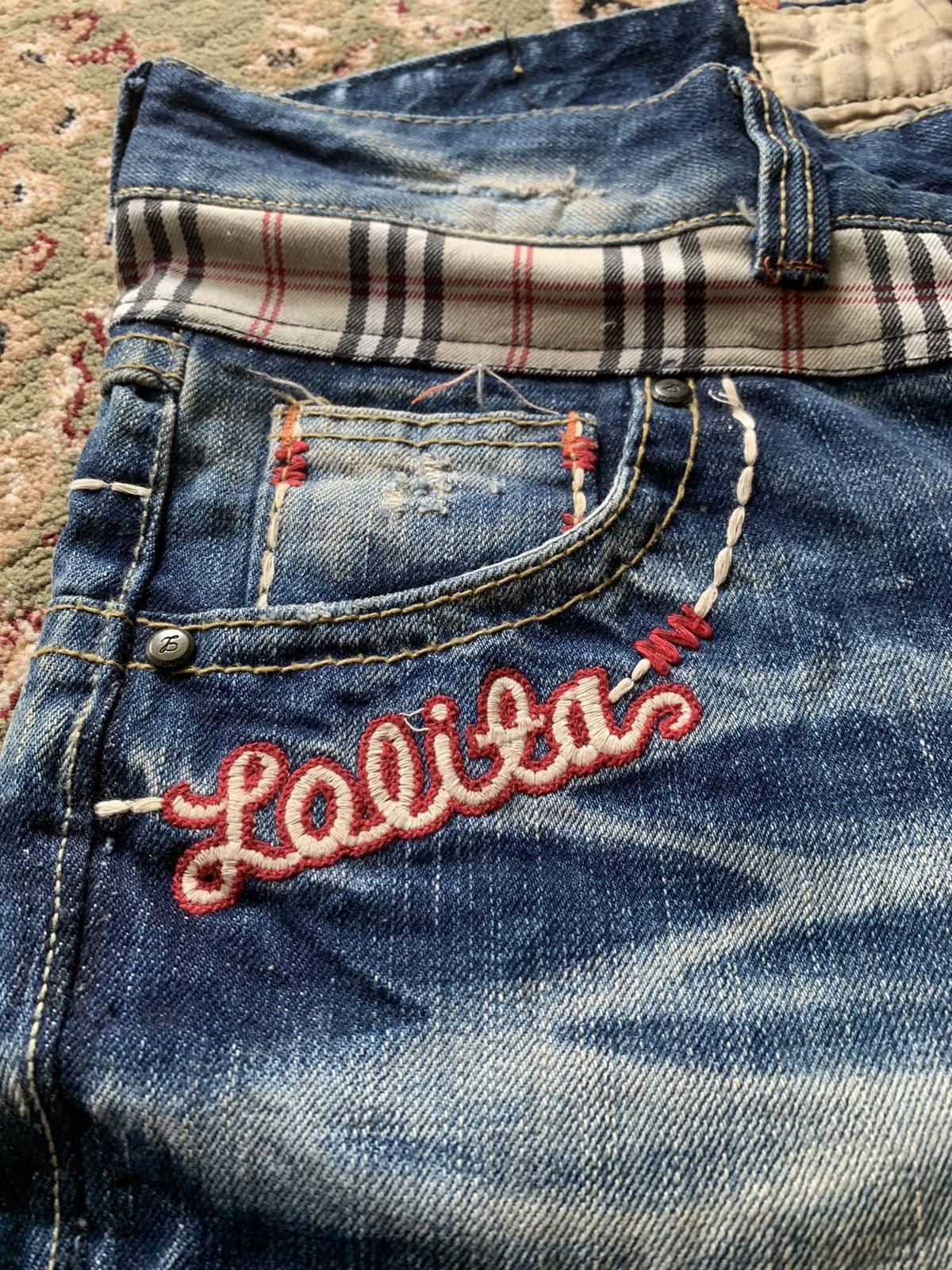 Japanese Brand FLARE LOLITA EMBROIDERY LOW RISE JEANS Size US 33 - 16 Thumbnail