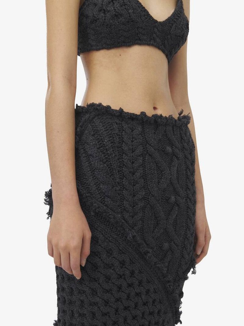 Alexander McQueen o1srvl11e0326 Cable Knit Pencil Skirt in Black Size 28" / US 6 / IT 42 - 5 Thumbnail