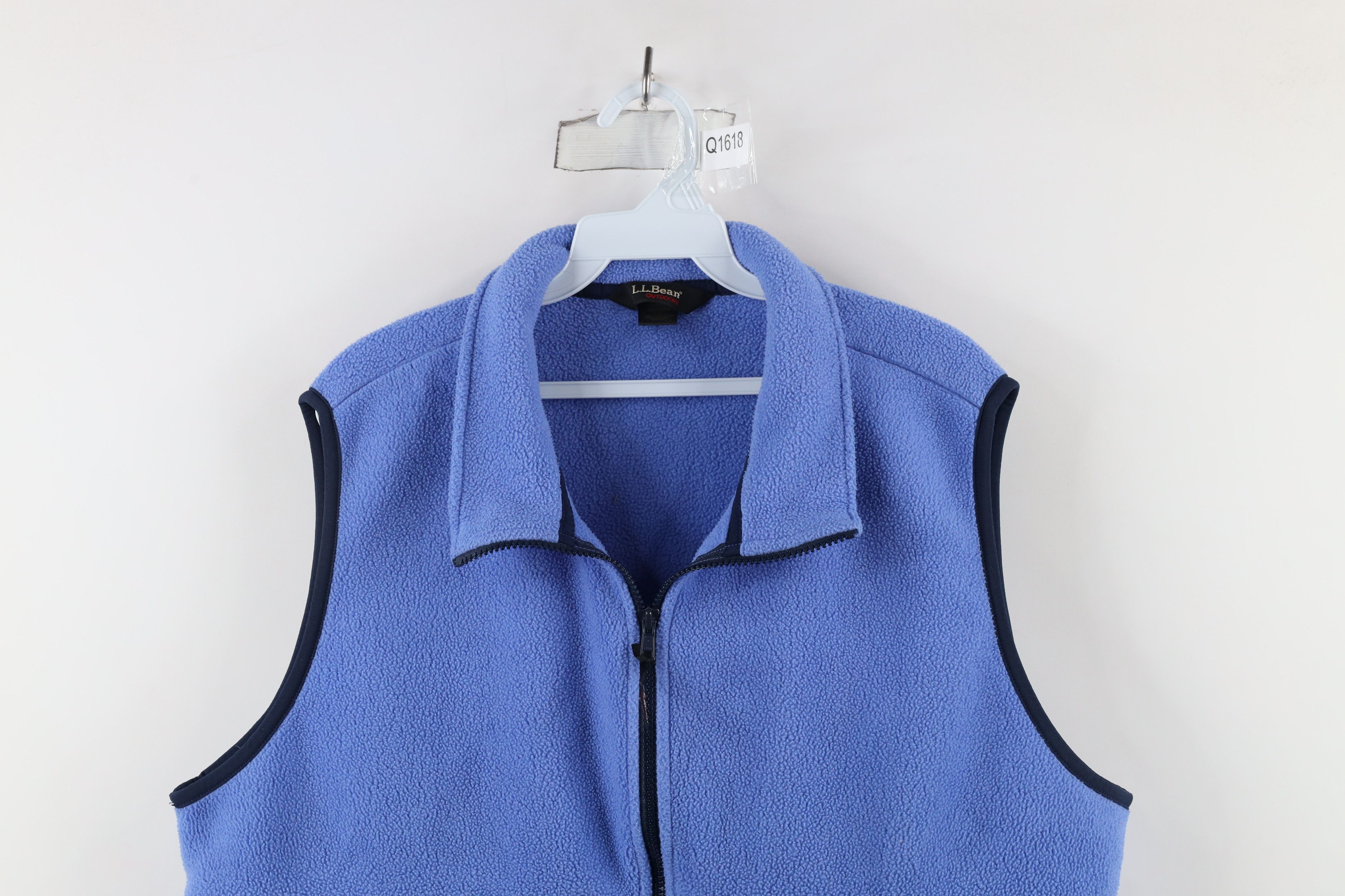 L.L. Bean × Vintage Vintage 90s LL Bean Blank Full Zip Fleece Vest Jacket Blue Size XL / US 12-14 / IT 48-50 - 2 Thumbnail