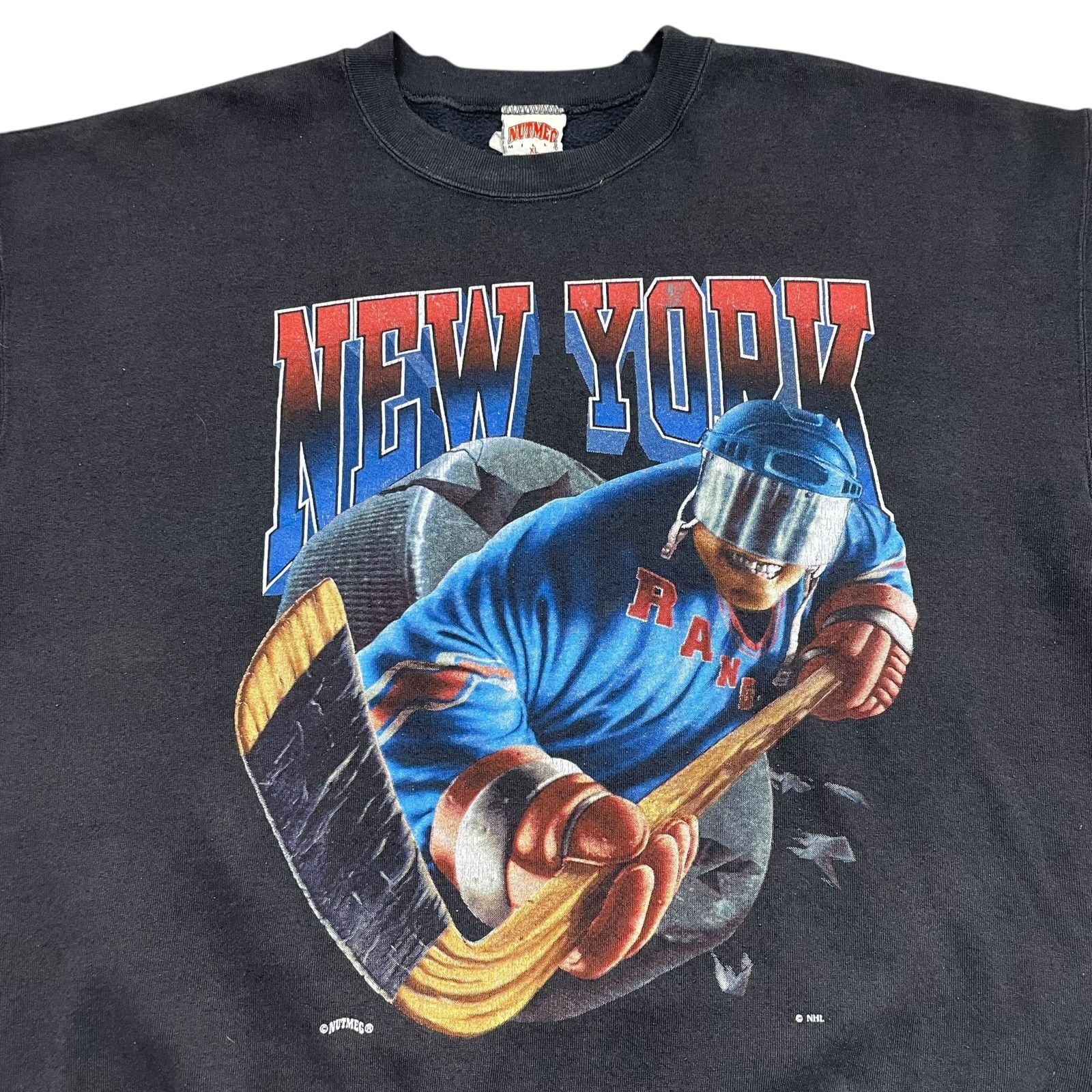 NHL VTG 90s NEW YORK RANGERS NUTMEG DOUBLE SIDE SWEATSHIRT XL Size US XL / EU 56 / 4 - 3 Thumbnail