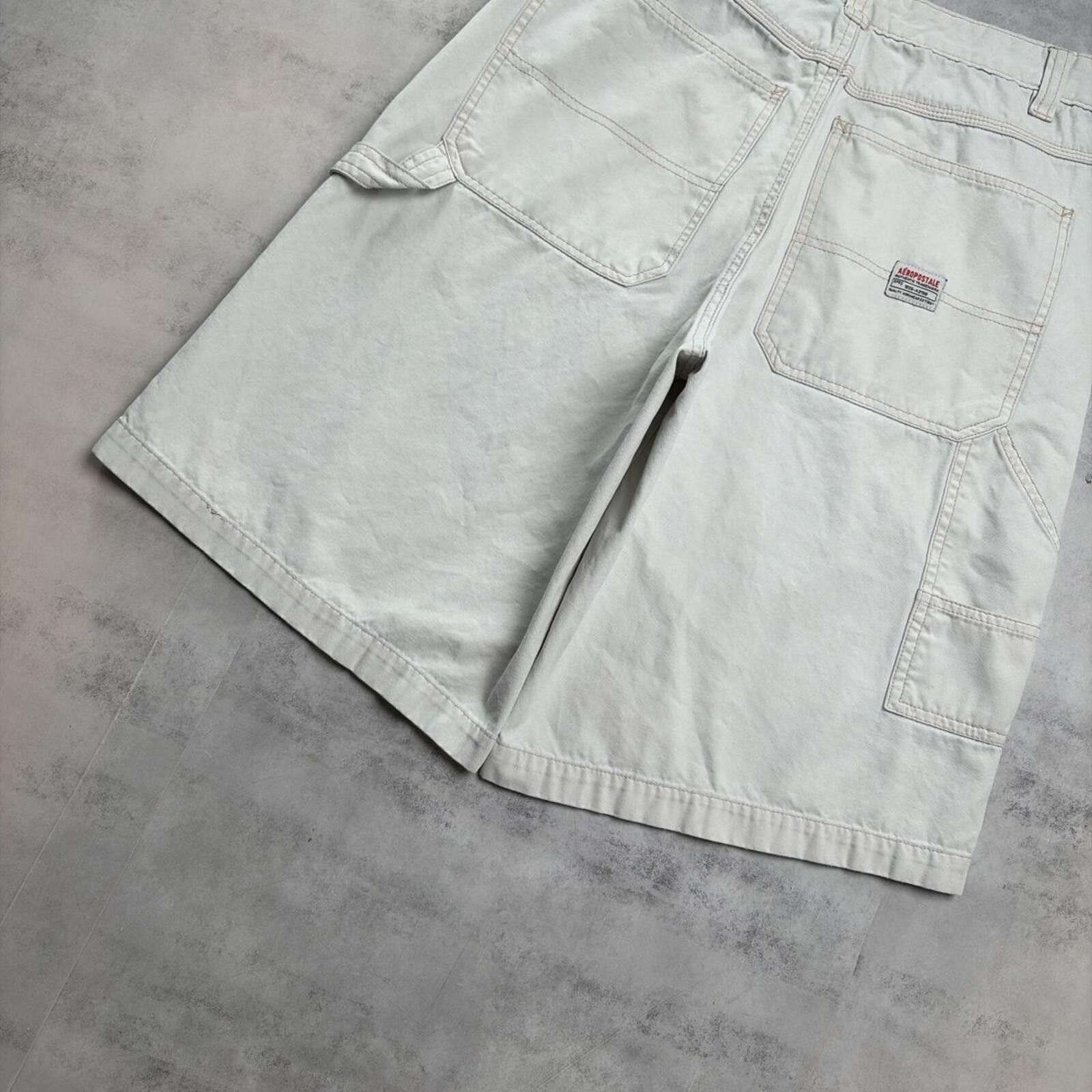 Aeropostale Y2K Beige Aeropostale Grunge Baggy Carpenter Shorts Size 29" - 3 Thumbnail
