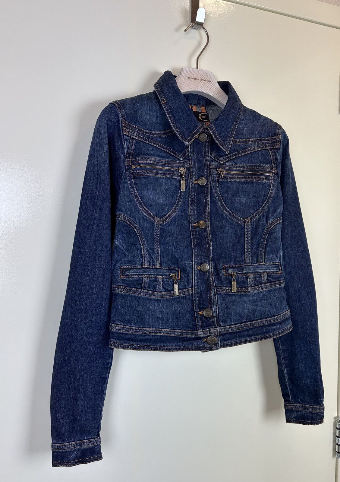 Just Cavalli × Roberto Cavalli × Vintage Just Cavalli denim vintage jacket blue biker moto cropped Size XS / US 0-2 / IT 36-38 - 3 Thumbnail