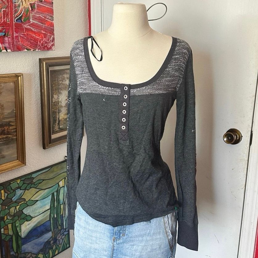 Other miss me grey and gold bedazzled long sleeve shirt Size M / US 6-8 / IT 42-44 - 1 Thumbnail