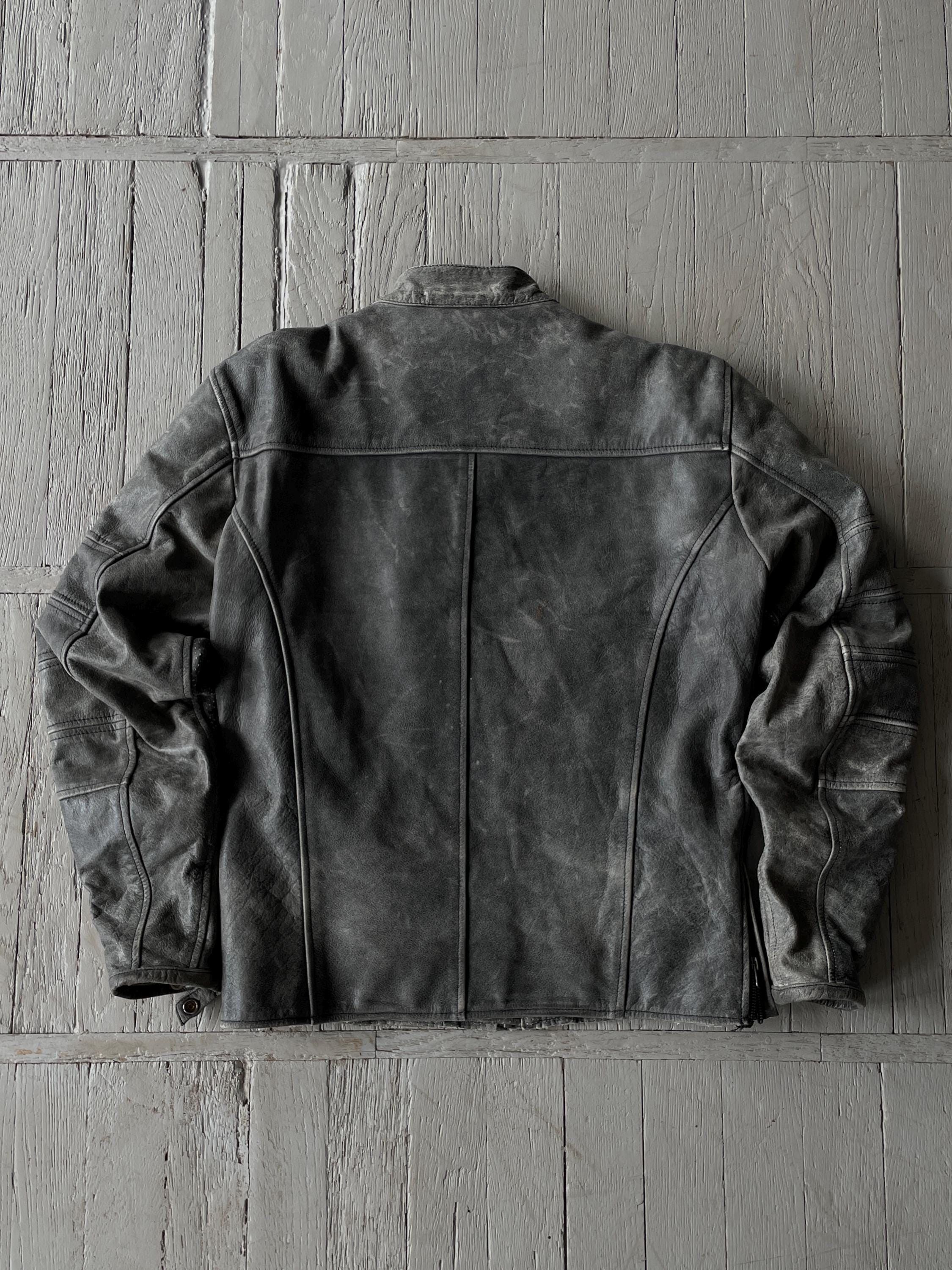 Vintage CRAZY Real Leather Motorcycle Jacket Size US M / EU 48-50 / 2 - 2 Thumbnail