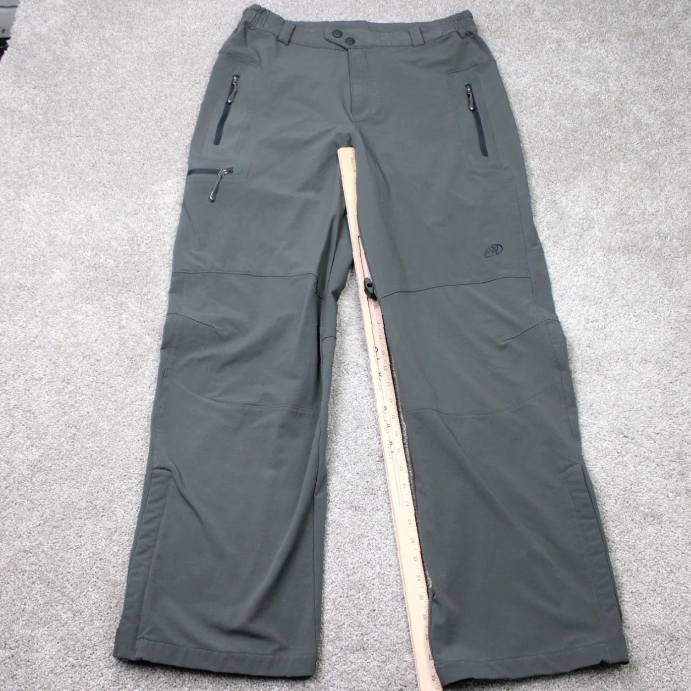 Vintage Cloudveil Pants Mens Large Gray Cargo Zip Pocket Poly Zip Ankles Hiking (36x34) Size US 33 - 2 Thumbnail