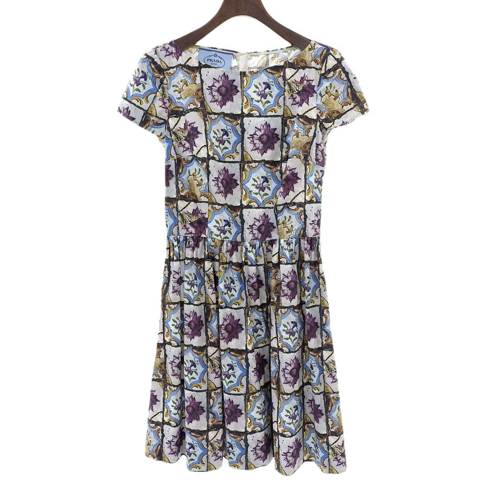 Prada Prada Flower Art Cotton Dress Cotton Dresses DUTY FREE for USA