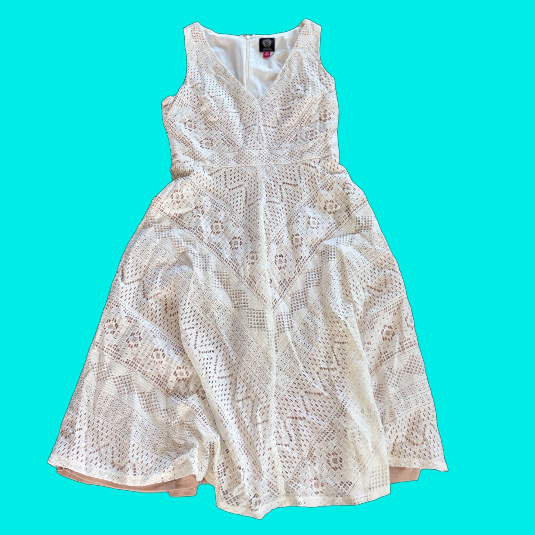 Vince Camuto Vince Camuto Pale Blush Pink Tan Lace Sleeveless Dress Size 14 Cocktail Size XL / US 12-14 / IT 48-50 - 1 Thumbnail