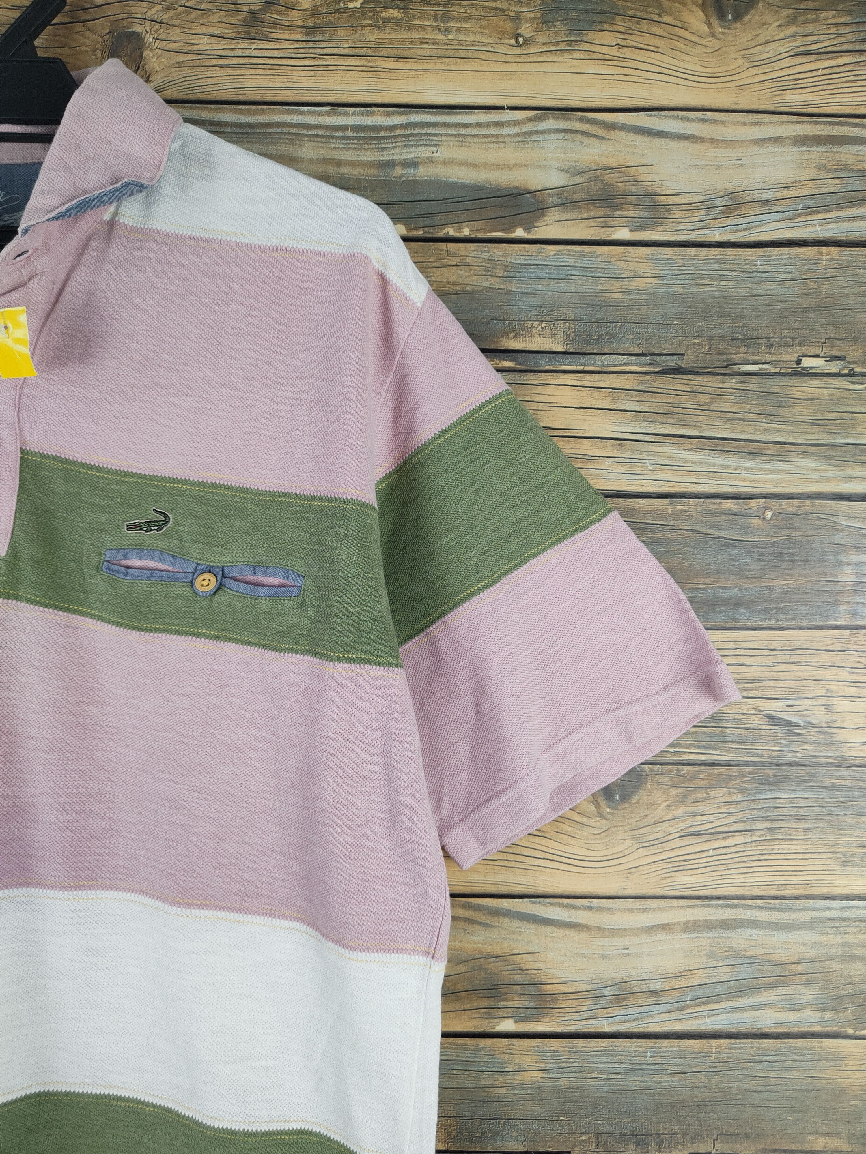 Vintage DL Crocodile Pink Green Stripe Polos #2744 Size US L / EU 52-54 / 3 - 7 Thumbnail