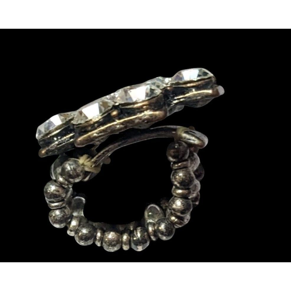 Other Glam Goth Silver Tone Rhinestone Cross Stretch Ring Size 6 1 Size ONE SIZE - 3 Thumbnail