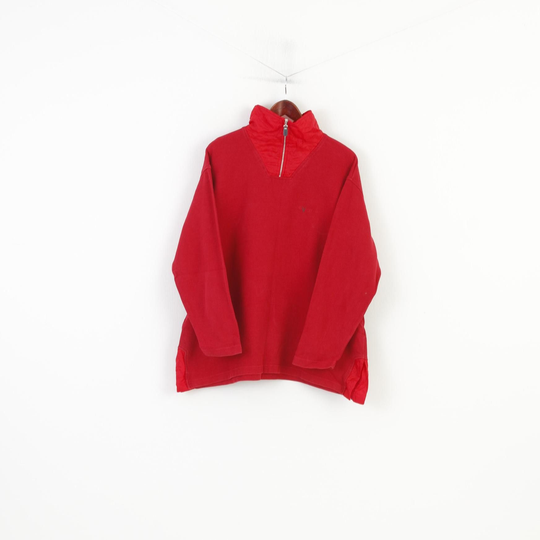 Vintage Colour Ville Men XL Jumper Red Cotton Sweater Zip Neck 10777 Size US XL / EU 56 / 4 - 1 Thumbnail