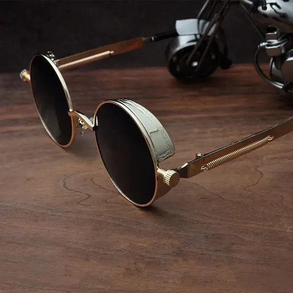 VIBE Classic Fashion Steampunk Sunglasses Retro Gothic Round #5 Size ONE SIZE - 3 Thumbnail