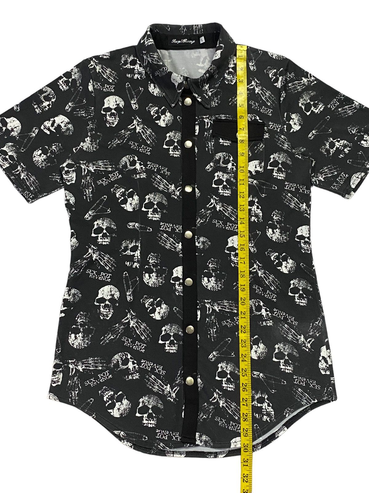 Sex Pot ReVeNGe Sex Pot Revenge Skull Full Print Stretch Shirt Snep Button Size US L / EU 52-54 / 3 - 5 Thumbnail