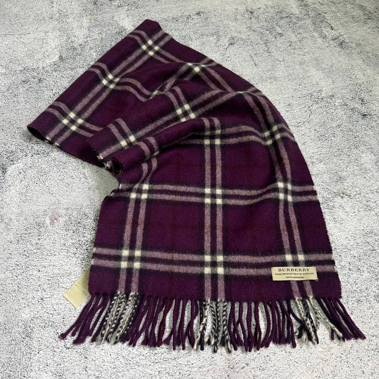 Burberry Burberry 100% Cashmere Scarf – Purple Size ONE SIZE - 2 Thumbnail