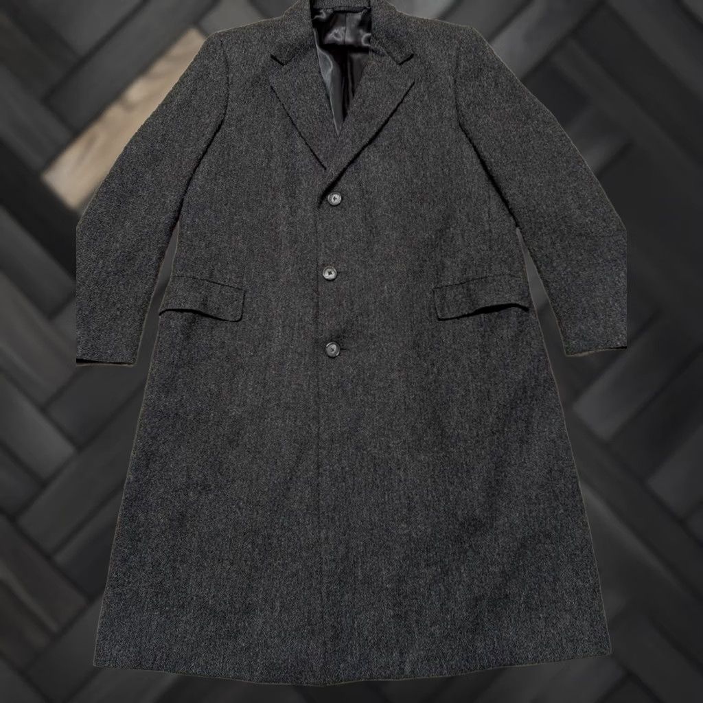 Hart Schaffner Marx VINTAGE Hart Schaffner Marx overcoat 2XL Wool Tweed Herringbone Black USA Made Coat Men 48 Chest 48in Long 19" Shoulders 28" Arms 1950s 60s Mens Size US XXL / EU 58 / 5 - 1 Thumbnail