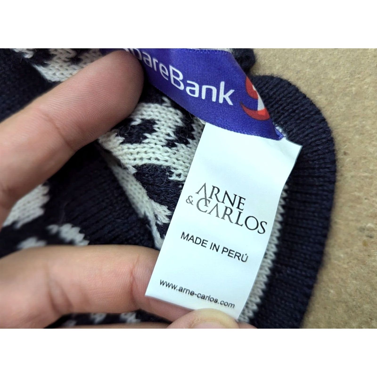Vintage Arne & Carlos Beanie Hat One Size Knit Stretch Thermal Plaid Black White Unisex Adults Mens Womens Beanie Size ONE SIZE - 6 Thumbnail