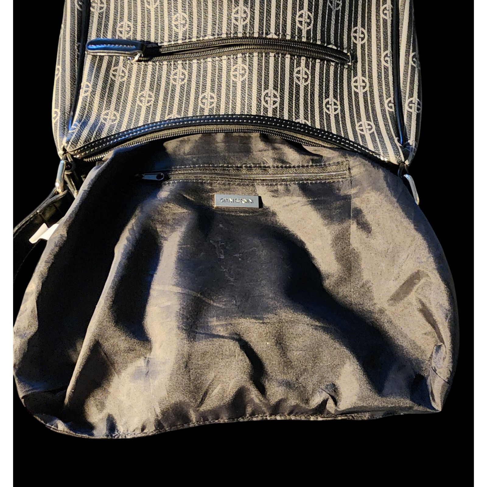 Giani Bernini Giani Bernini faux leather Black & Gray stripes shoulder bag Size ONE SIZE - 3 Thumbnail