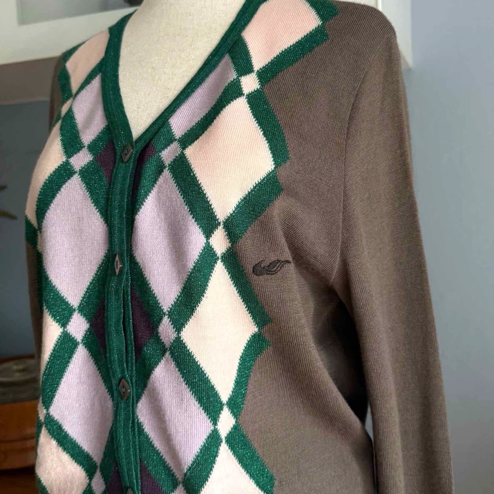 John Smedley John Smedley Merino Wool Argyle Plaid Cardigan Sweater XL Womens Multicolor Size XL / US 12-14 / IT 48-50 - 2 Thumbnail
