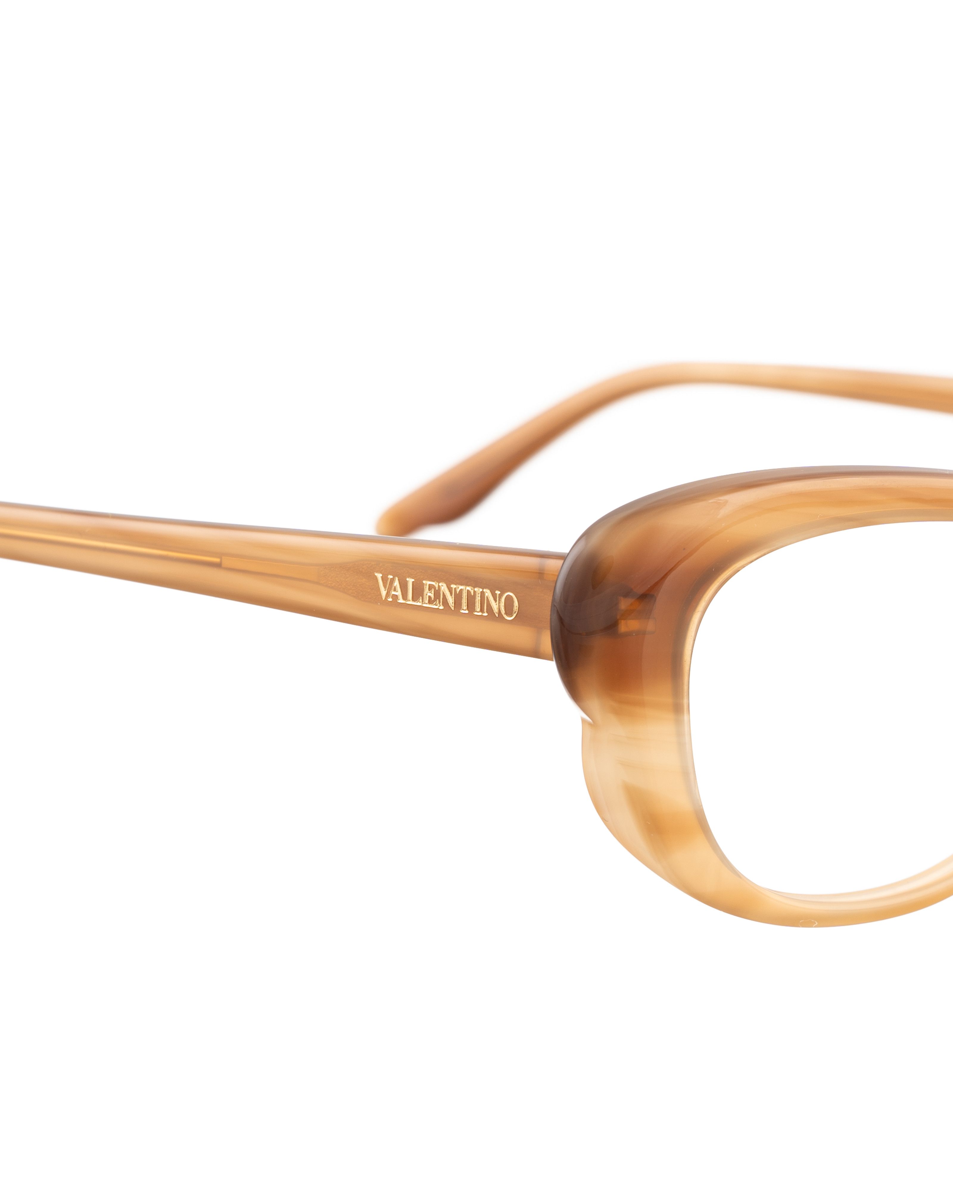 Valentino Valentino 00s Cream Brown Cat Eye Glasses Size ONE SIZE - 3 Thumbnail