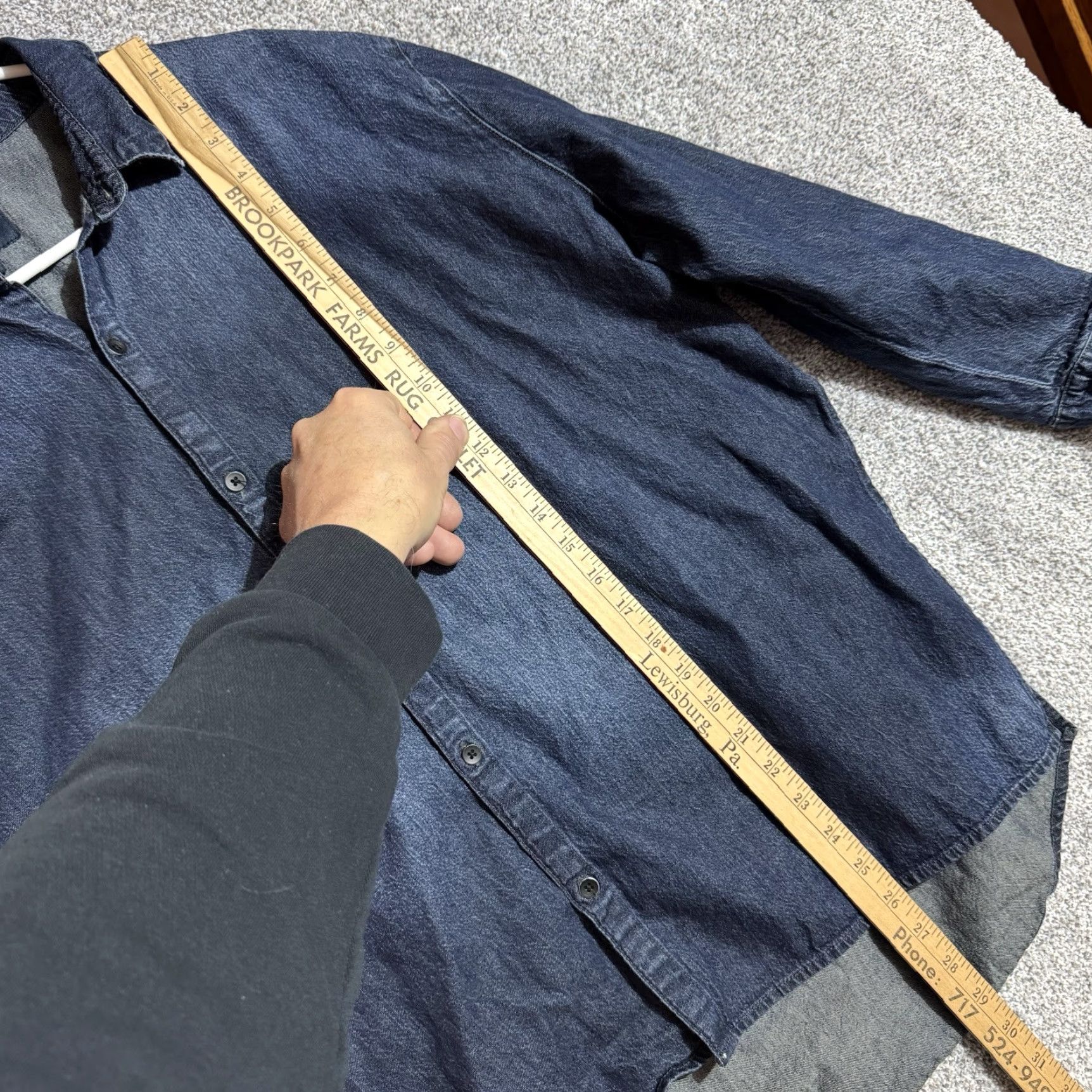 Lucky Brand Lucky Brand Denim Shirt Women Large True Indigo Grunge Boho Streetwear Shirt Womens L Denim Blue 100% Cotton Grunge Cowboy High Low Vintage No Size L / US 10 / IT 46 - 3 Thumbnail