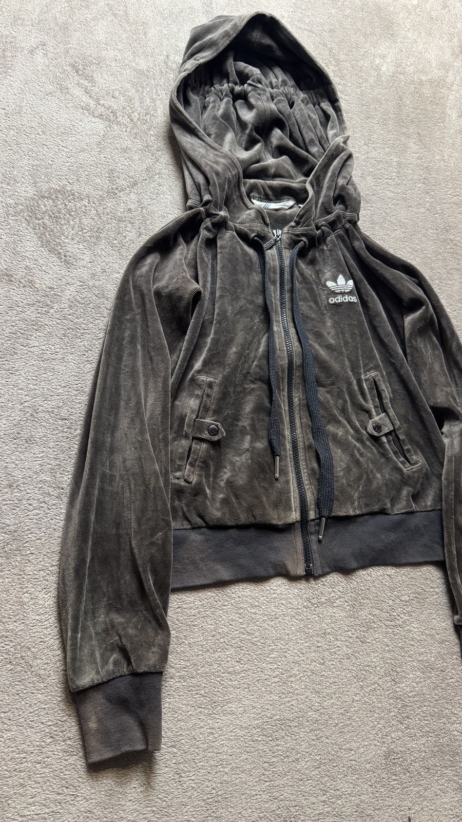 Japanese Brand Adidas Y2K Faded Mudwash Sick Zip Up Hood cdg grunge y-3 ysl Size L / US 10 / IT 46 - 3 Thumbnail