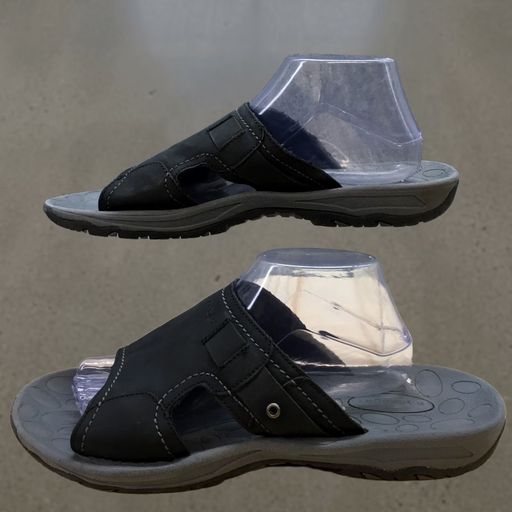 Rockport Rockport Sandals Womens 11 Hayes Slide Black Faux Leather Slip On Comfort Flats Size US 11 / IT 41 - 1 Thumbnail