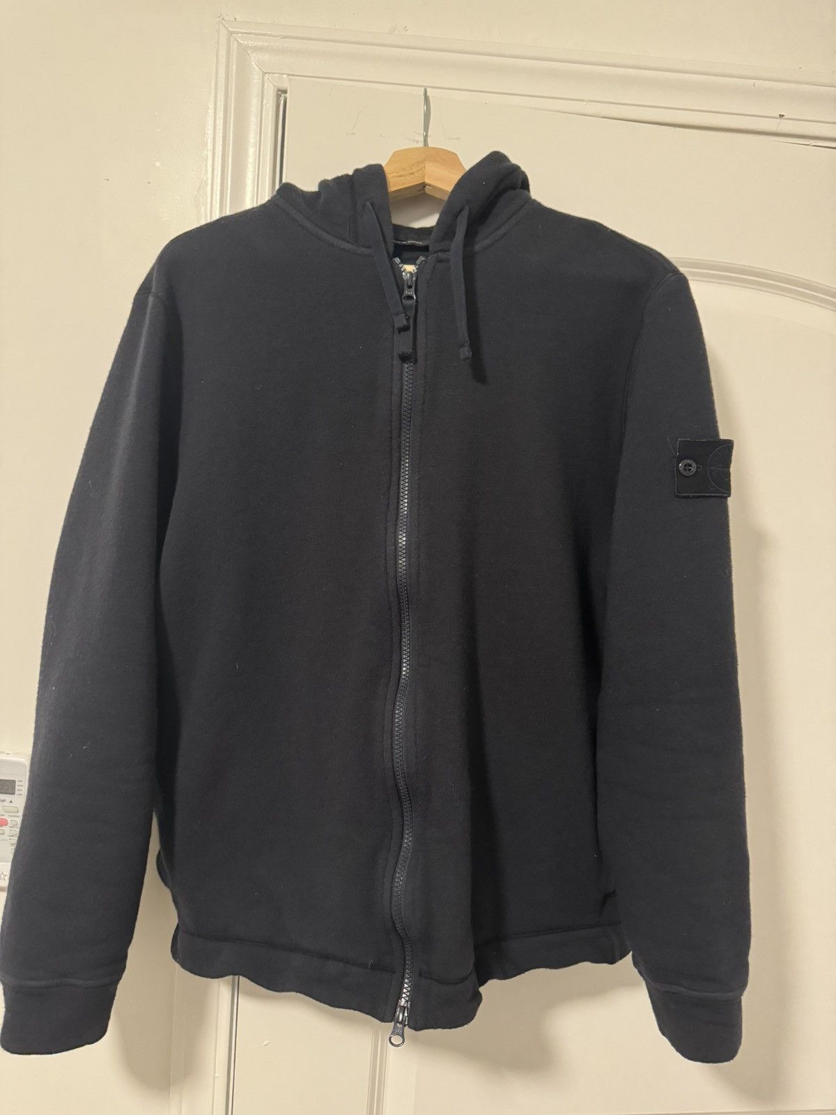 image of Navy Stone Island Thermal Zip Up, Men's (Size Large)