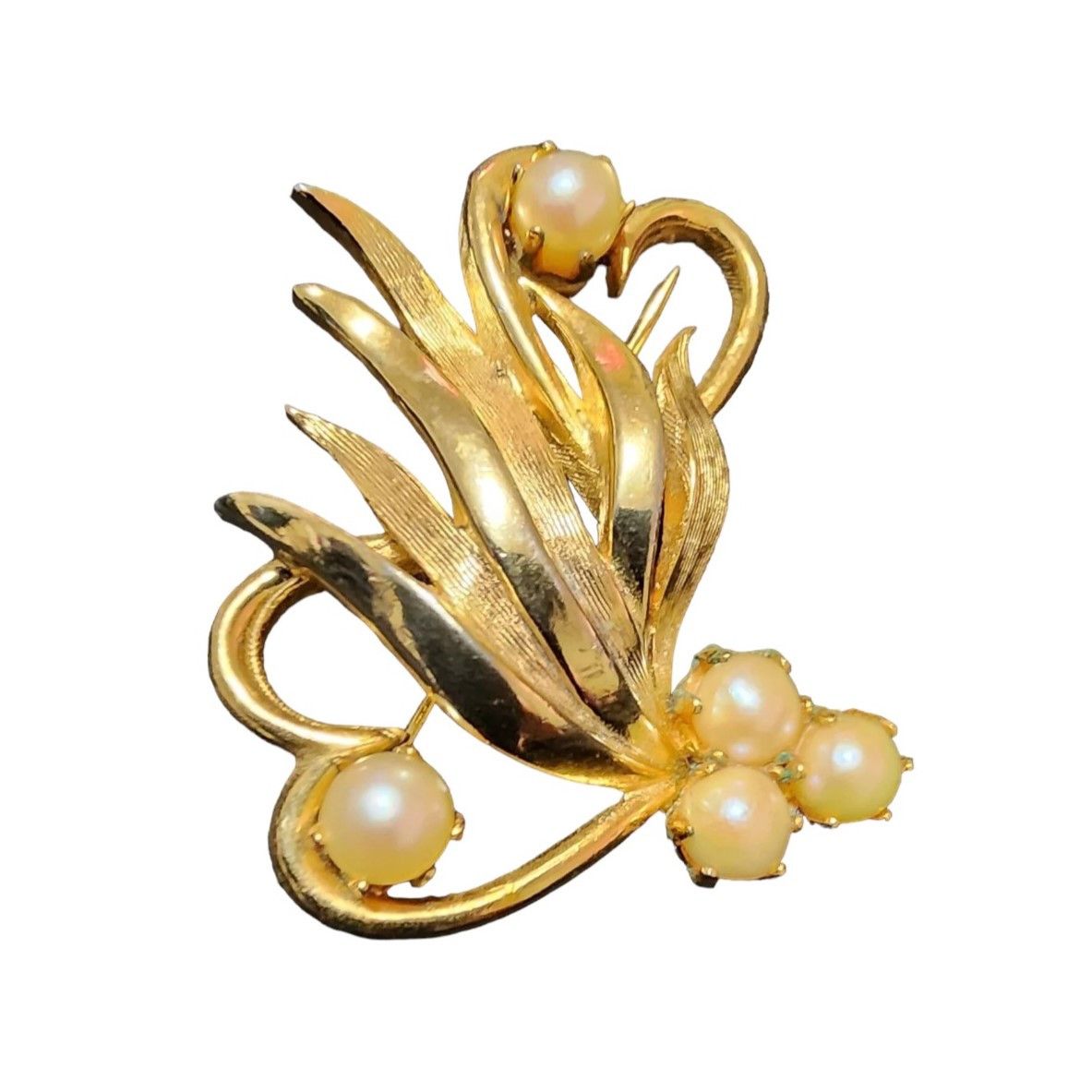 Other Flower Brooch Gold Tone Faux Pearl Lapel Costume Jewelry Size ONE SIZE - 1 Thumbnail