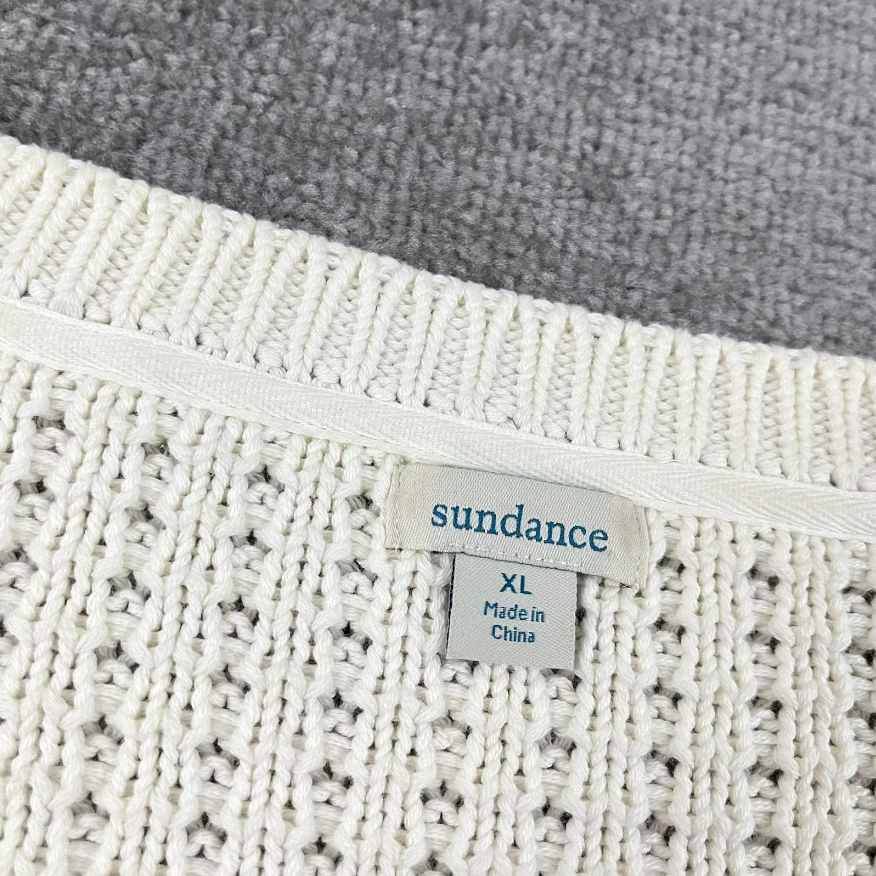 Vintage Sundance Sweater Womens XL White Chunky Knit Short Sleeve V-Neck Casual Retro Size XL / US 12-14 / IT 48-50 - 2 Thumbnail