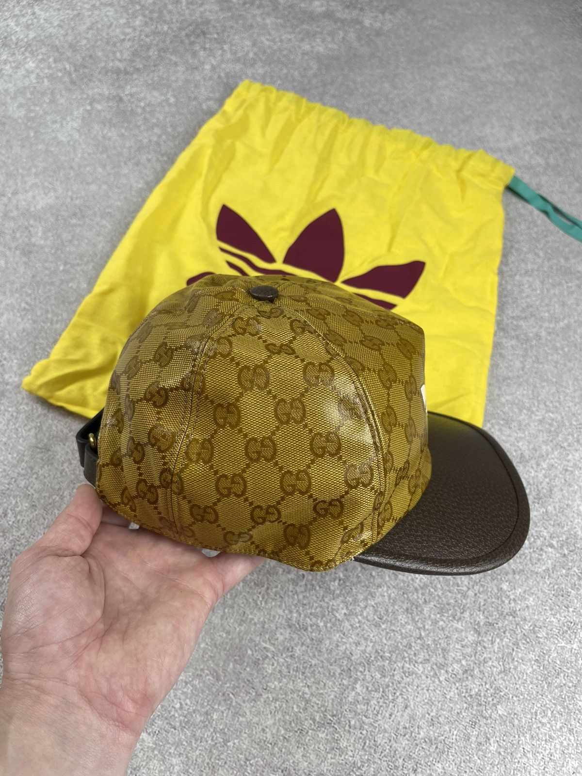 Adidas × Gucci Gucci x Adidas Baseball Cap Monogram Canvas Leather Size M Size ONE SIZE - 6 Thumbnail