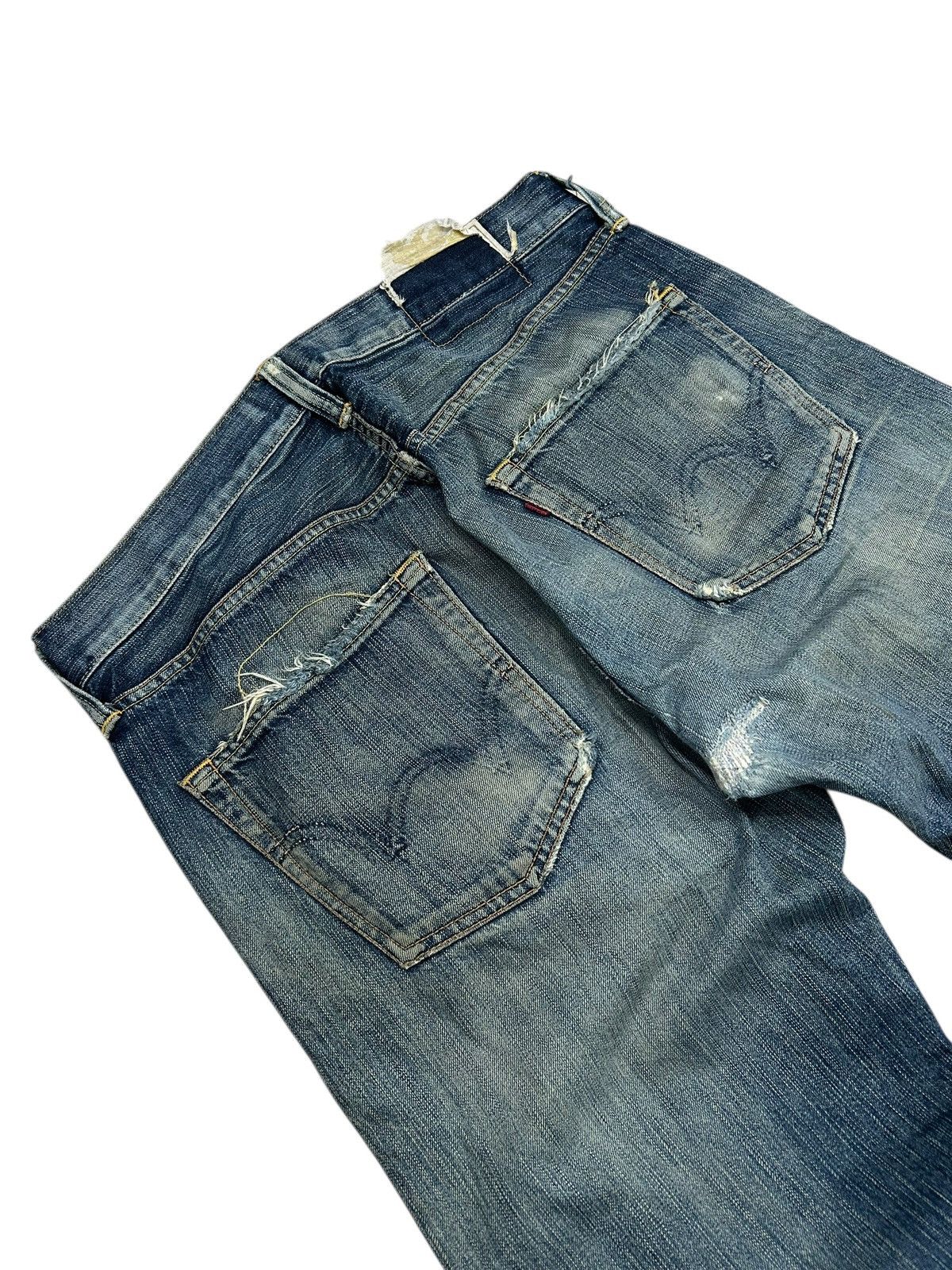 Edwin × Japanese Brand Edwin 503 Blue Trip Mud Washed Baggy Distressed Denim Size US 35 - 15 Thumbnail