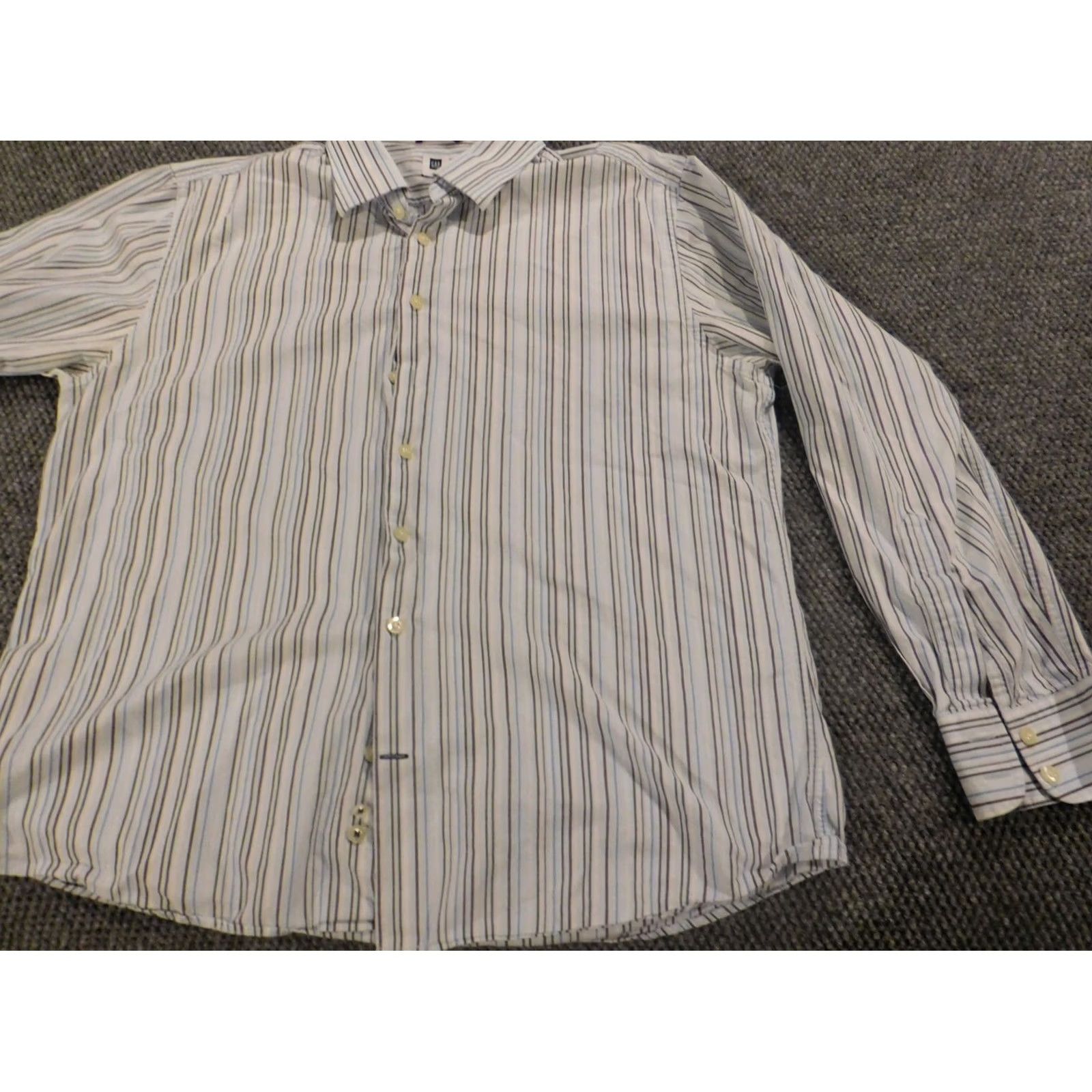 Gap Gap Shirt XL White Striped Button-Up Knit Cotton Linen Long Sleeve Button-Down Men Extra Large Regular Vintage No Size US XL / EU 56 / 4 - 3 Thumbnail