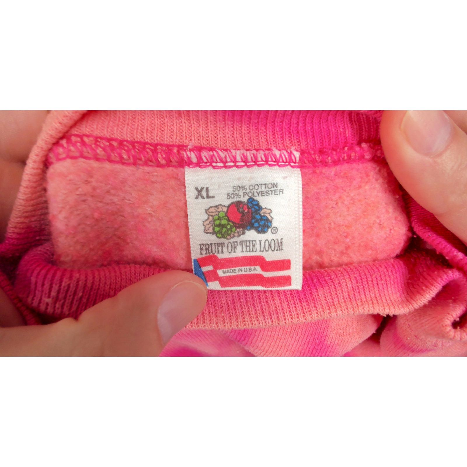 Fruit Of The Loom Vintage 90s Made in USA Pink Tie Dye Raglan Sweatshirt Size XL / US 12-14 / IT 48-50 - 7 Thumbnail