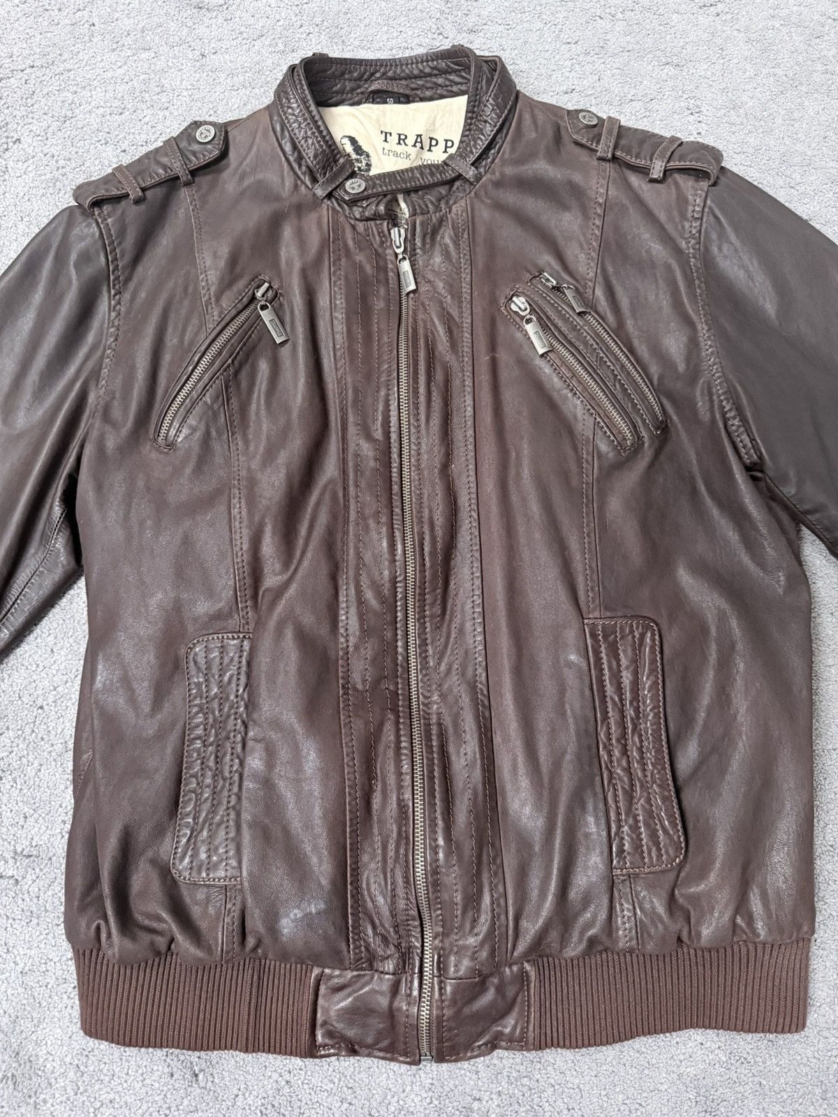 Other Vintage Trapper dark brown leather biker jacket size 50 Size US M / EU 48-50 / 2 - 4 Thumbnail