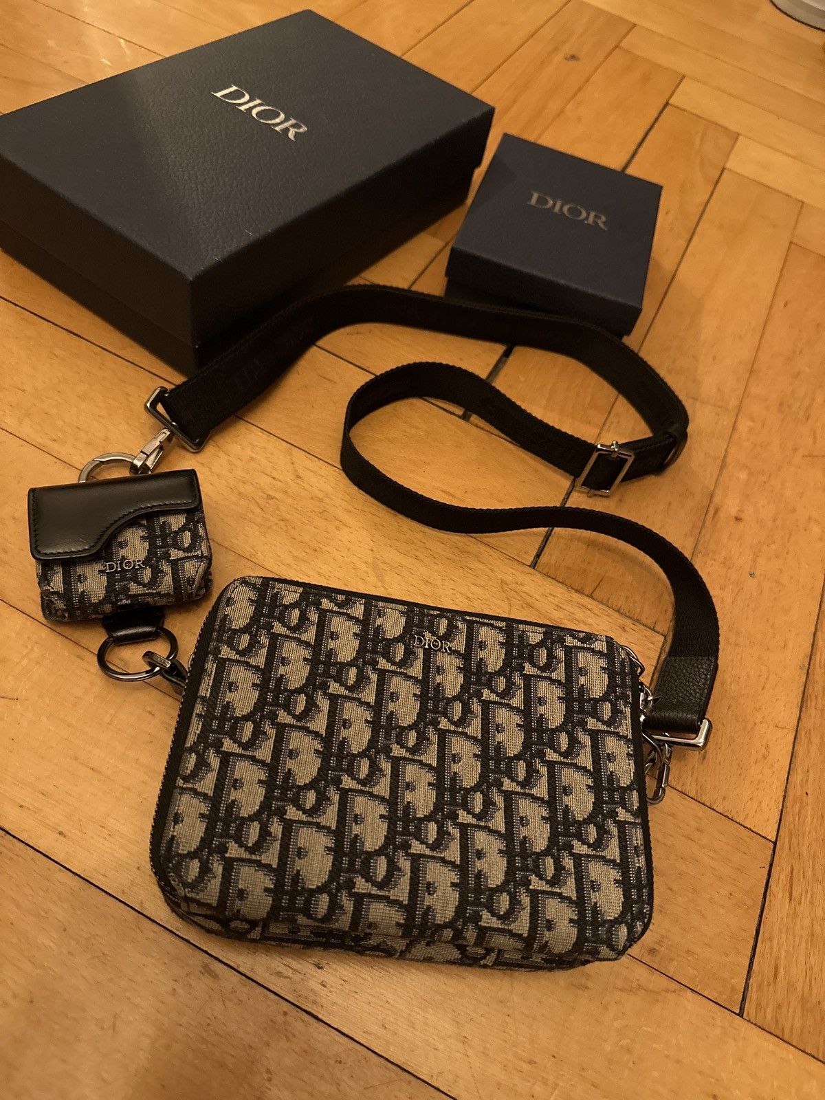 image of Dior Shoulder Bag With Dior Airpods Pro Case in Black, Men's