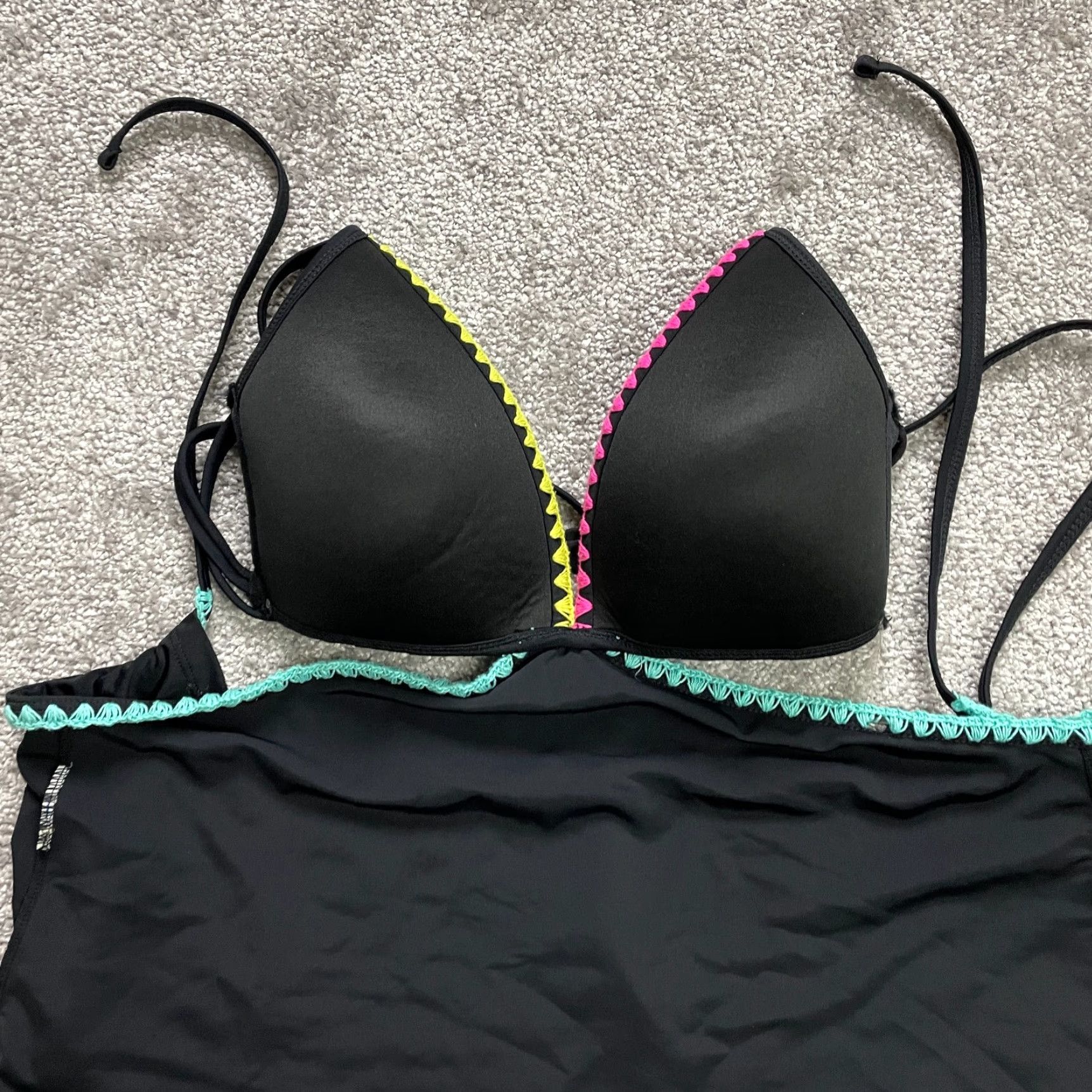 Vintage Unbranded Black Tankini Swimwear Halter Tank Beach Womens Medium Size ONE SIZE - 3 Thumbnail