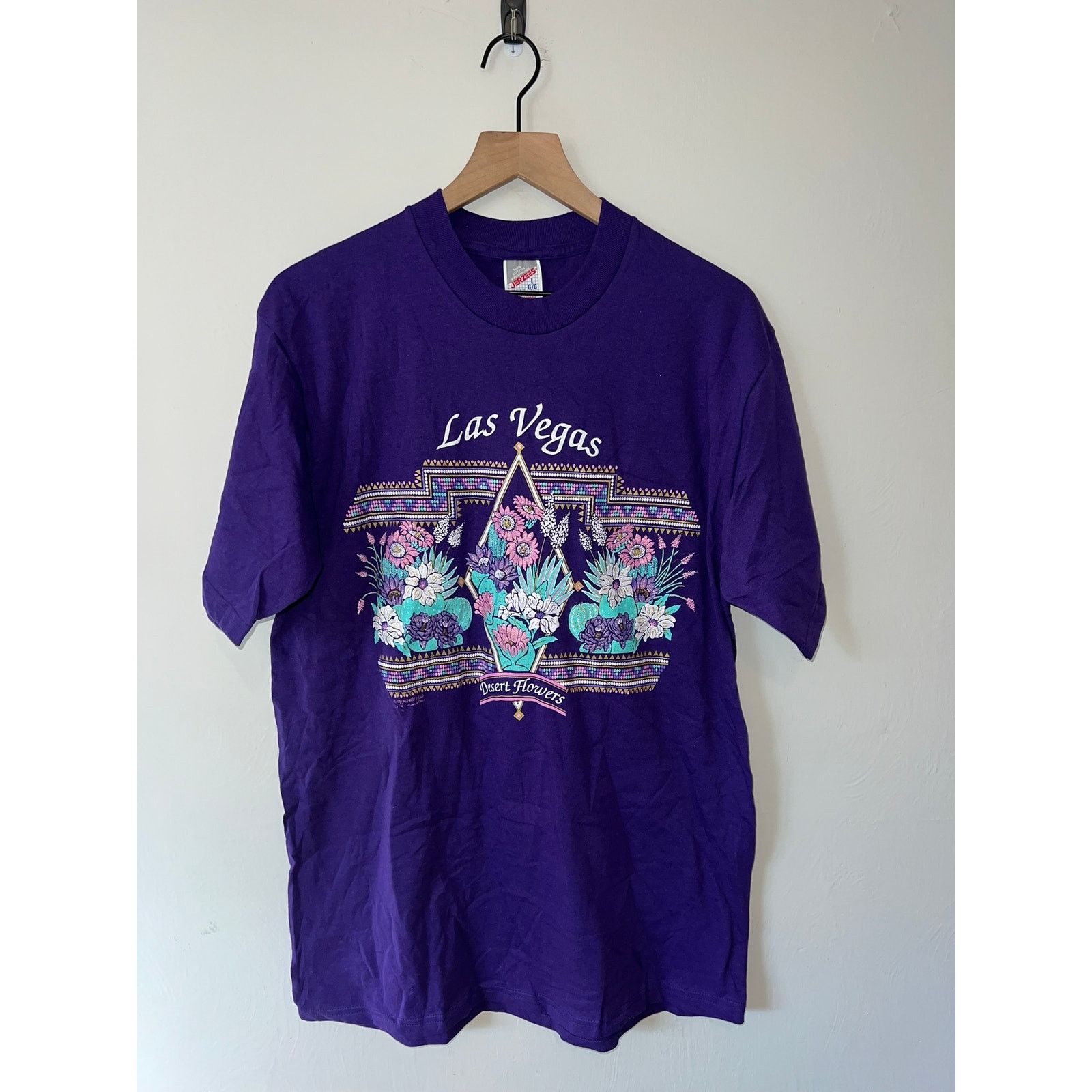 Jerzees Vintage Las Vegas Desert Shirt Flowers Purple Tee VTG L 90s Size US L / EU 52-54 / 3 - 1 Thumbnail