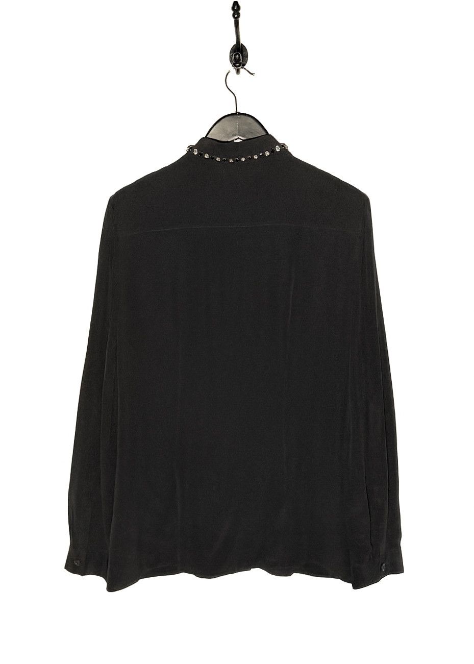 Prada Prada Black Silk Crystal Embellished Collar Blouse Size S / US 4 / IT 40 - 4 Thumbnail