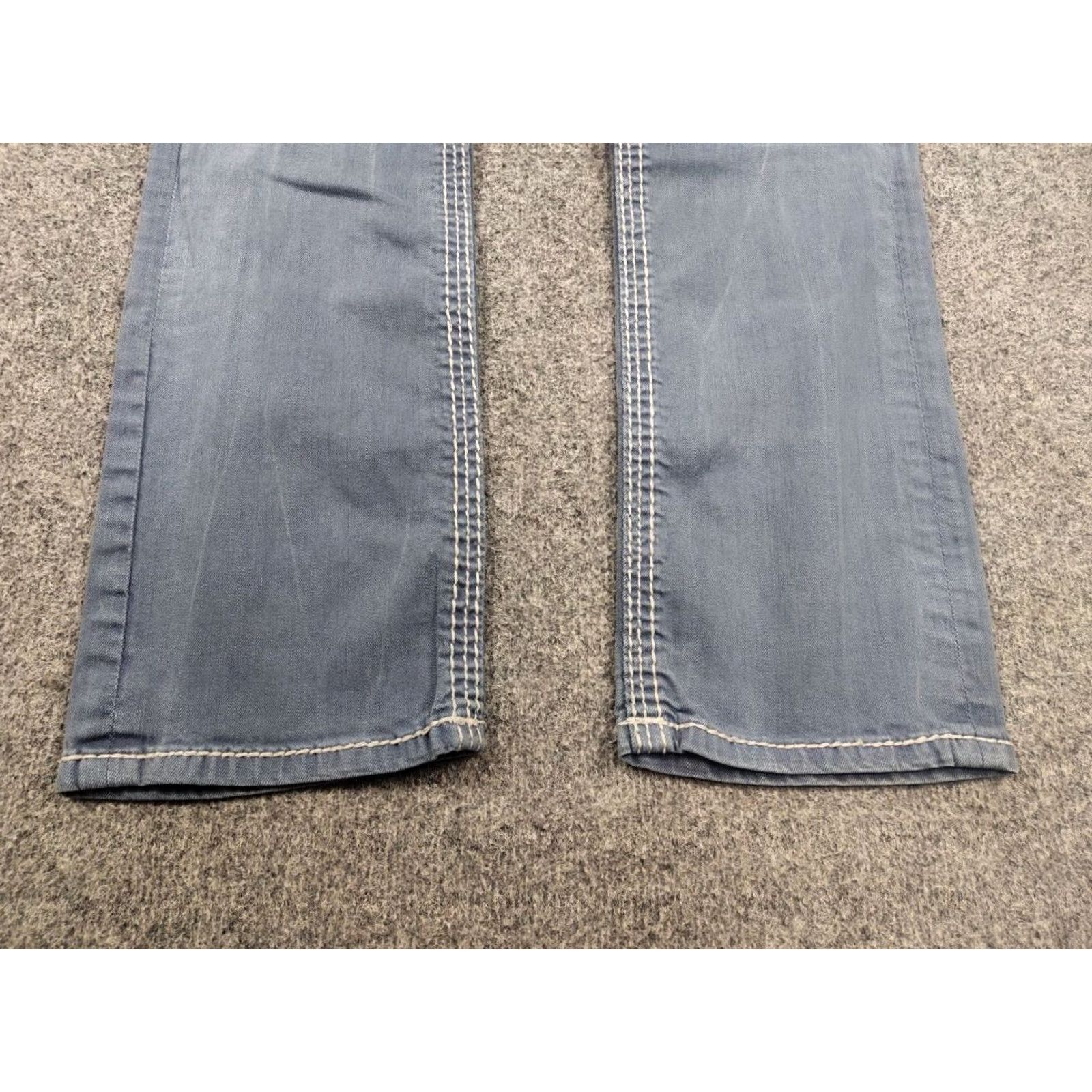Vintage VINTAGE Rock Revival Jeans Rock Embroidered Logo Denim Y2K Men 31 Blue Cotton 5-Pocket Distressed Regular Straight Vintage Mens Jeans Size US 31 - 6 Thumbnail