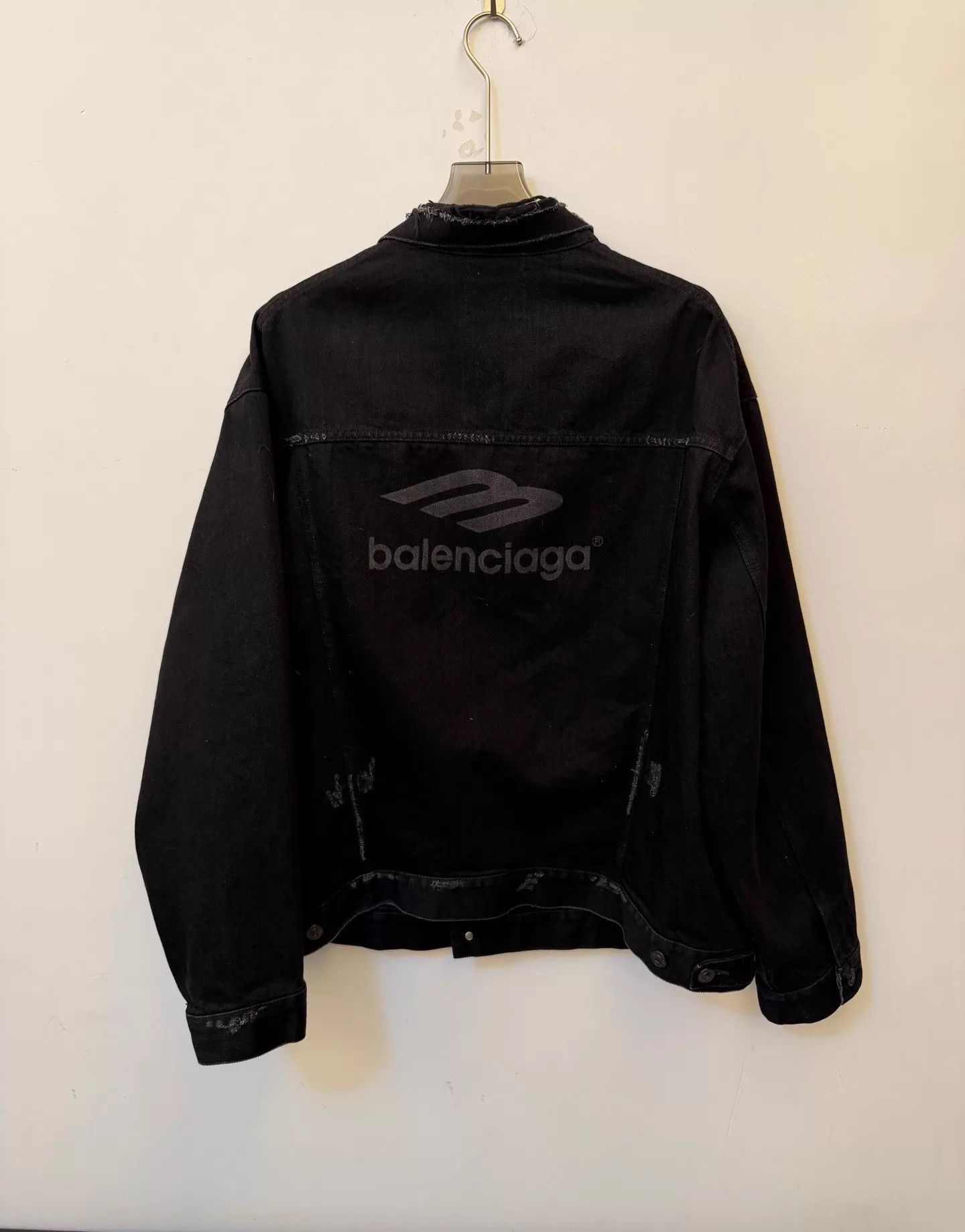 Balenciaga Balenciaga Logo-Embroidered Denim Jacket Black M Size US M / EU 48-50 / 2 - 3 Thumbnail