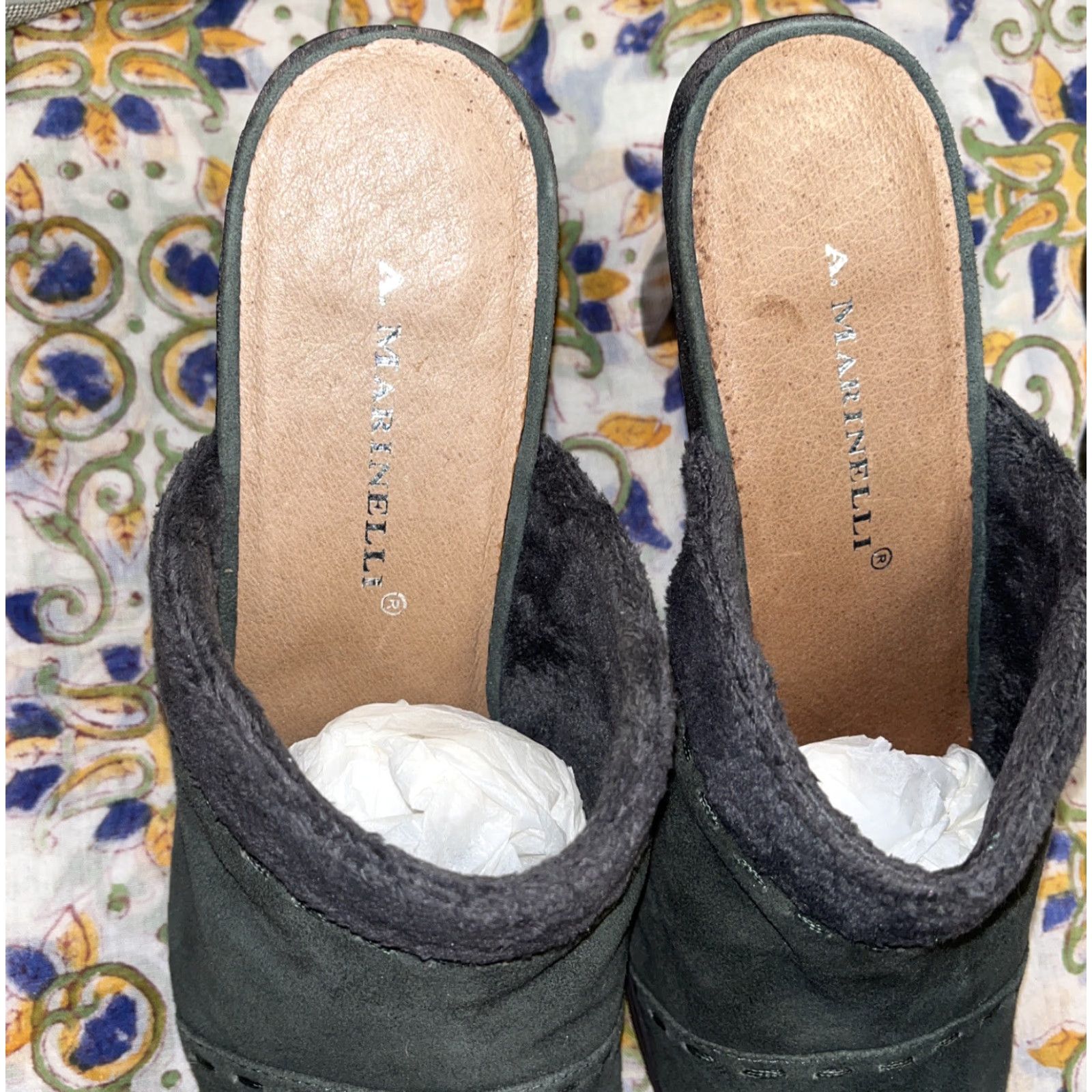 Vintage VINTAGE A. Marinelli Women Mules Suede Gray Cuban Heels Dress Shoes Size 8M Size US 8 / IT 38 - 3 Thumbnail