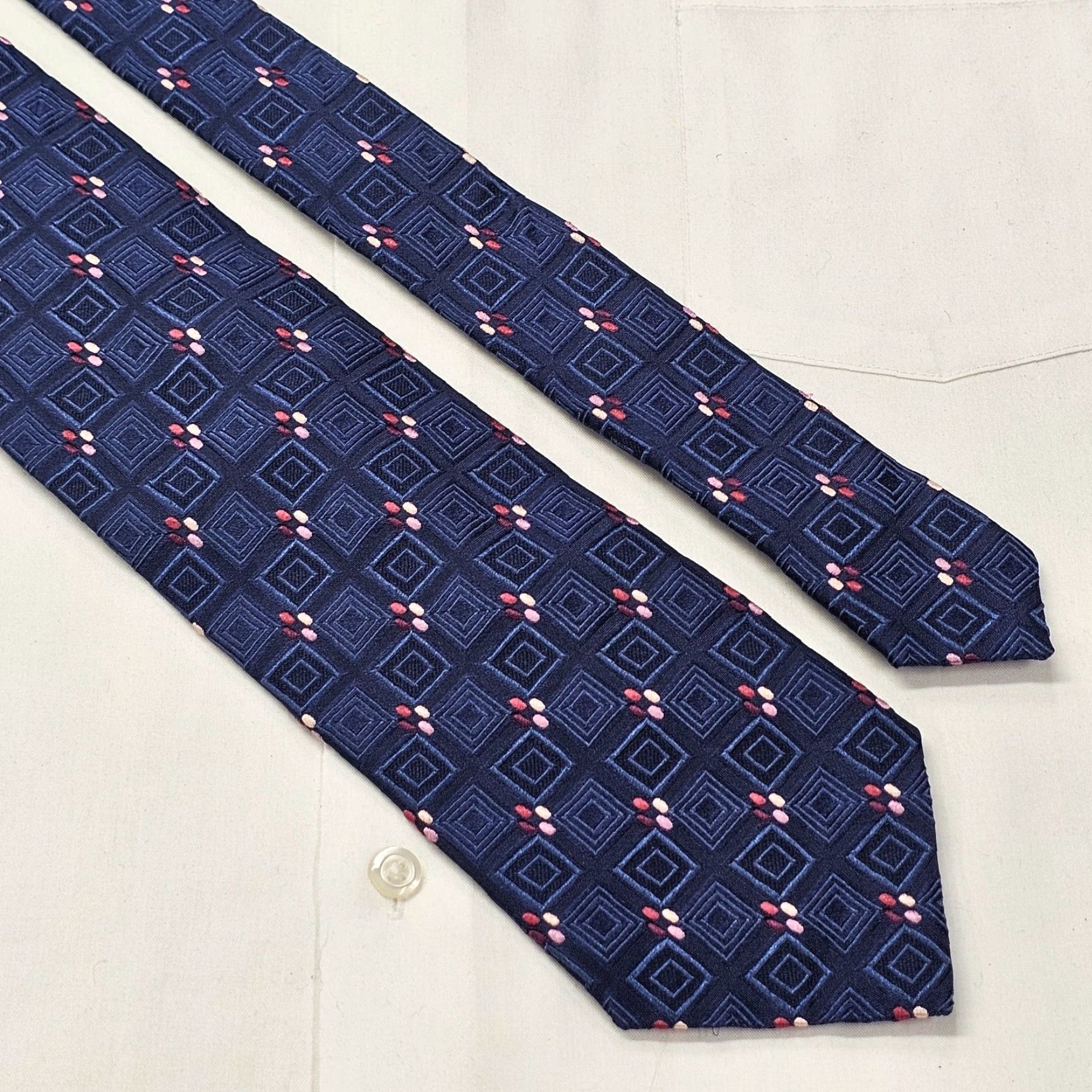 Ermenegildo Zegna VINTAGE Ermenegildo Zegna Luxury Tie Men's 60" Blue Textured 100% Silk Geometric Italy Size ONE SIZE - 2 Thumbnail