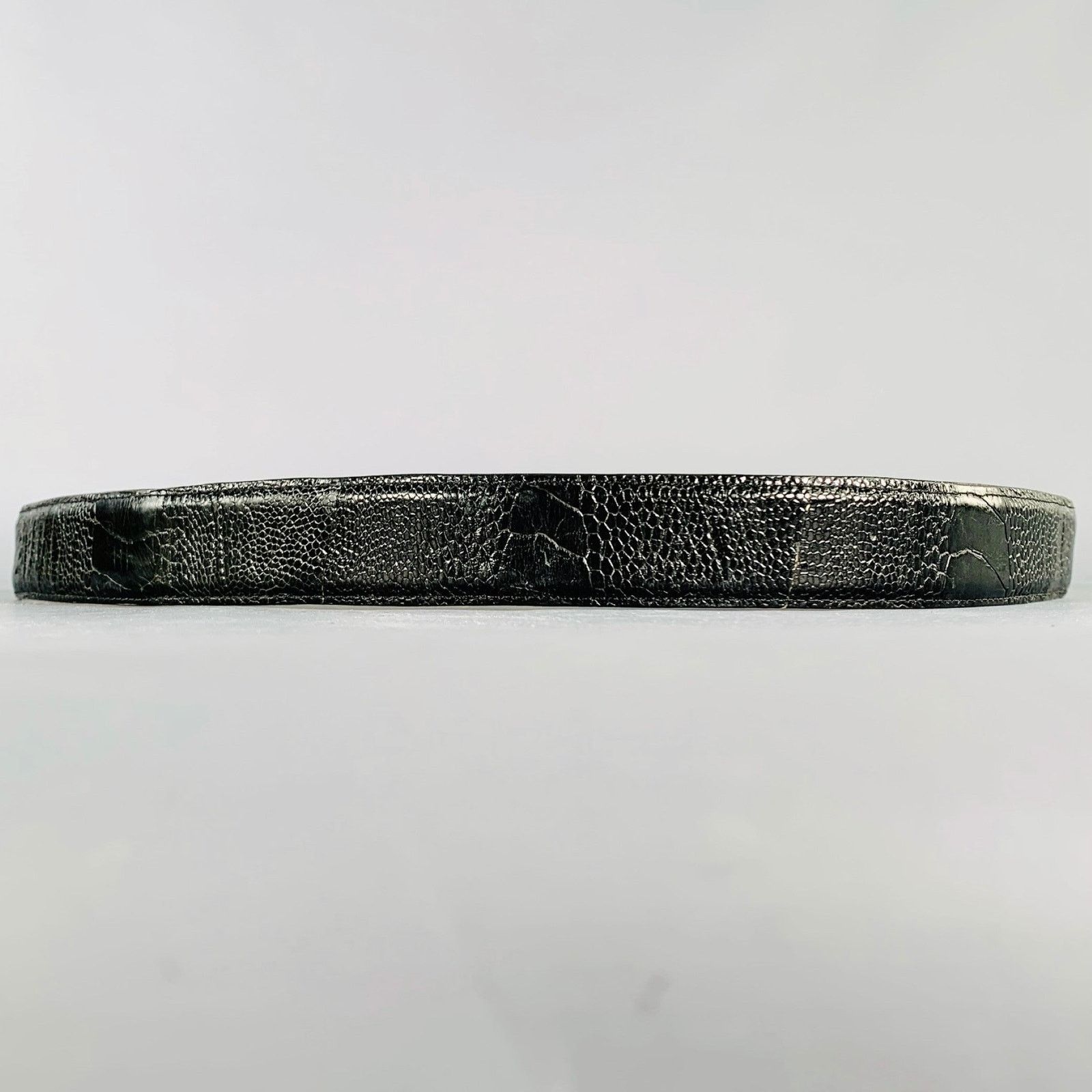 NO BRAND Size 42 Black Croc Embossed Leather Belt
