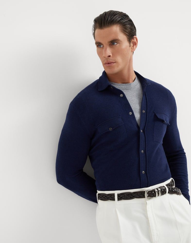 Brunello Cucinelli o1w1db10825 Polo Sweater in Blue Size US M / EU 48-50 / 2 - 3 Thumbnail
