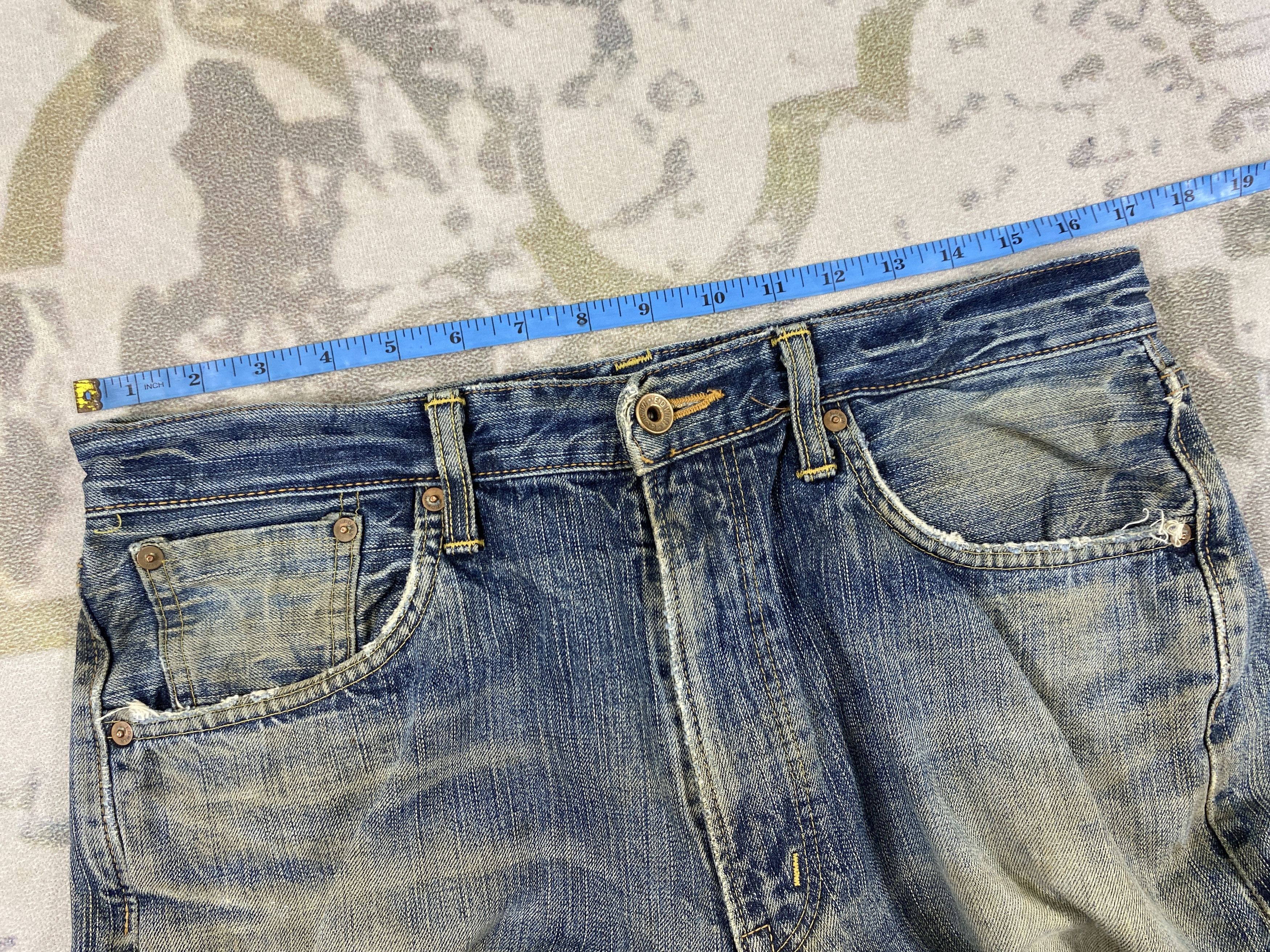 Edwin 33x27 Selvedge Distressed Vintage Edwin Jeans Denim- JN3722 Size US 33 - 5 Thumbnail