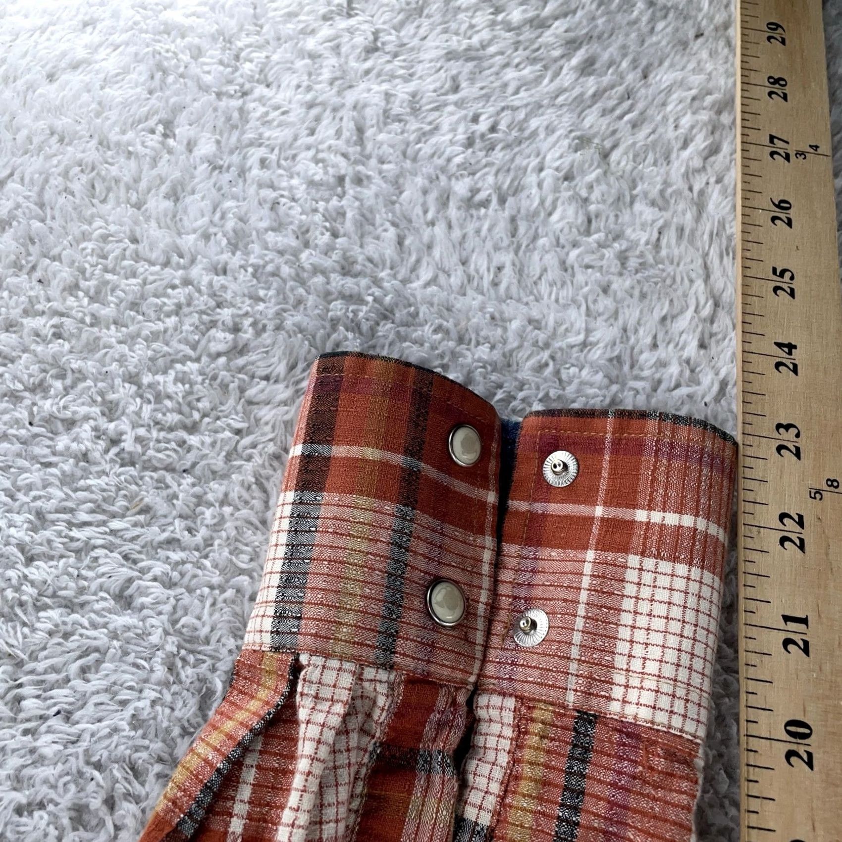 Wrangler Wrangler Shirt Mens XL Orange Brown Plaid Collar Pearl Snap Retro Western Cowboy Size US XL / EU 56 / 4 - 7 Thumbnail